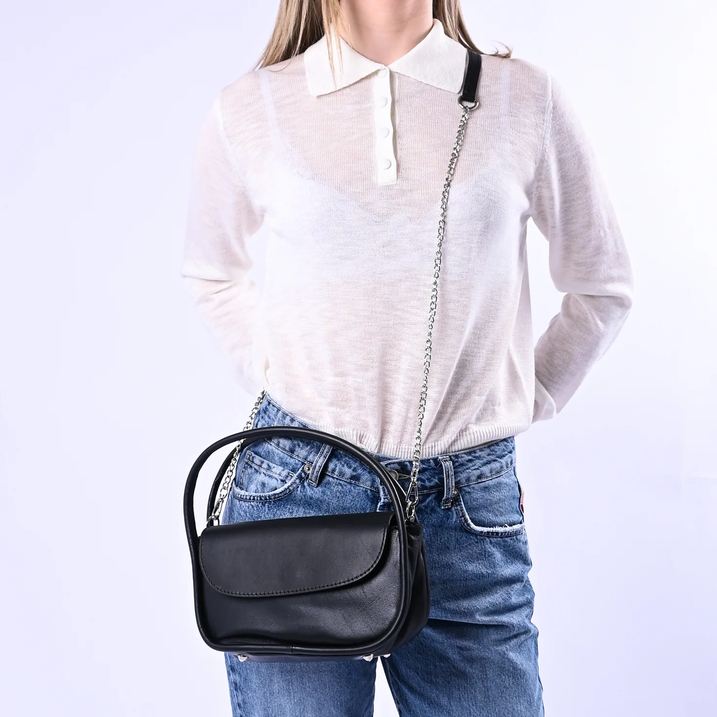 B LOVE - BORSA PICCOLA A MANO IN NAPPA ART.AR018S - NERO