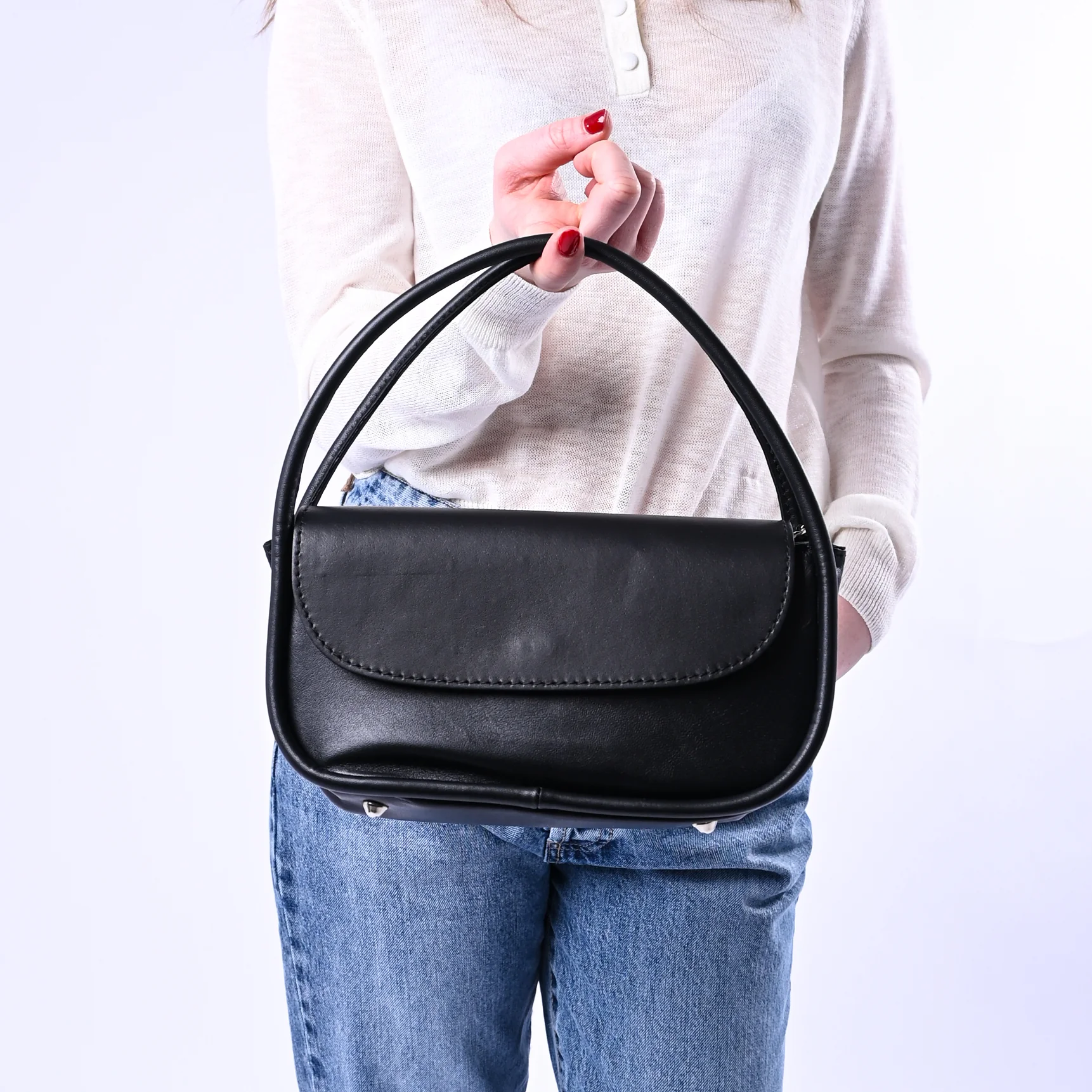 B LOVE - BORSA PICCOLA A MANO IN NAPPA ART.AR018S - NERO - Image 3