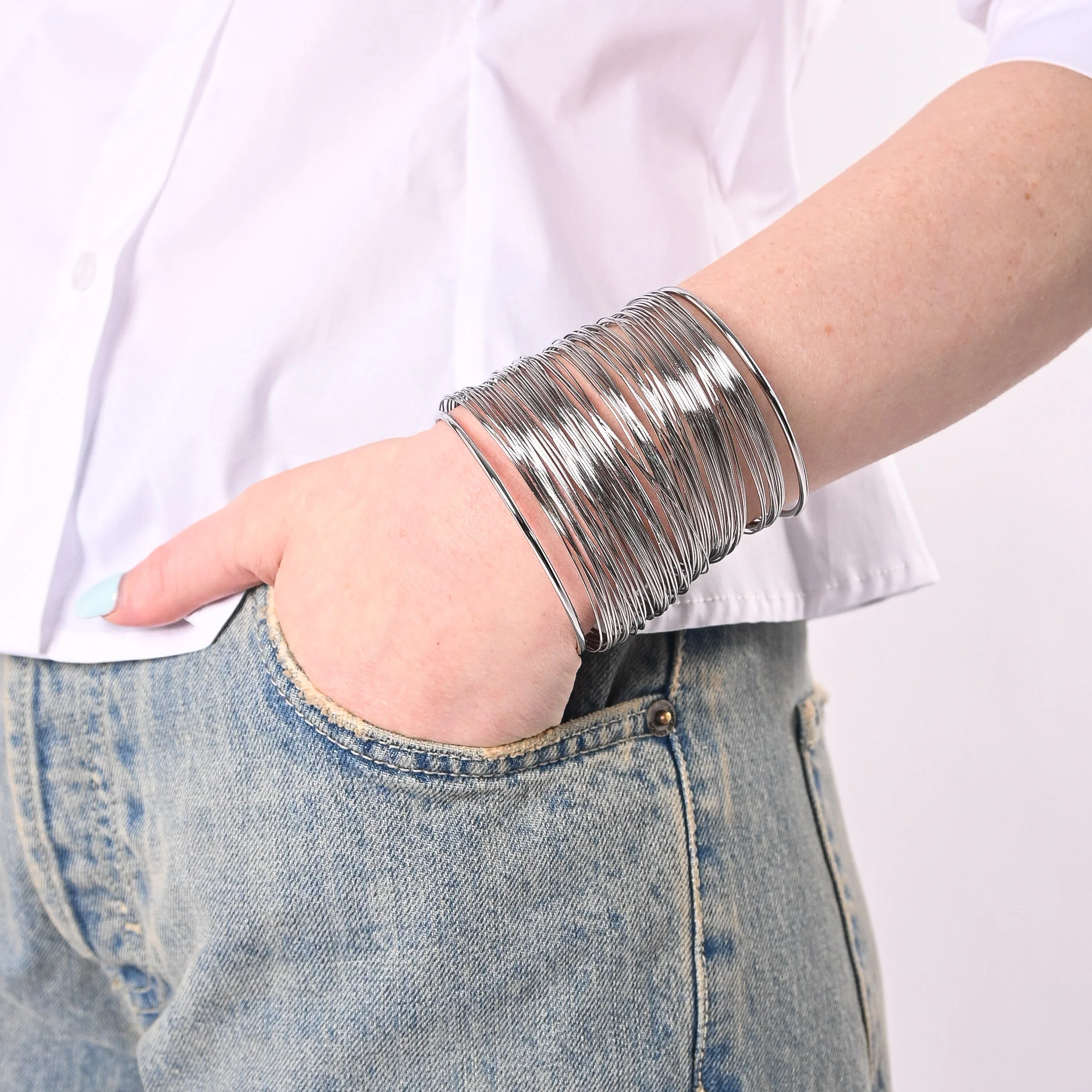 B LOVE - BRACCIALE CLEOPATRA MULTIFILO ART. BR06/A - ARGENTO