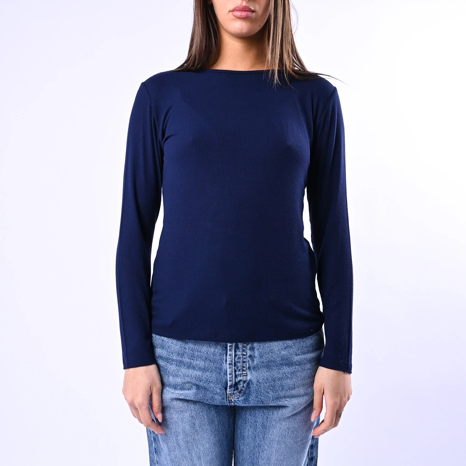 B LOVE - T-SHIRT COLLO BARCHETTA A COSTINE ART.10158 - BLU - Image 2