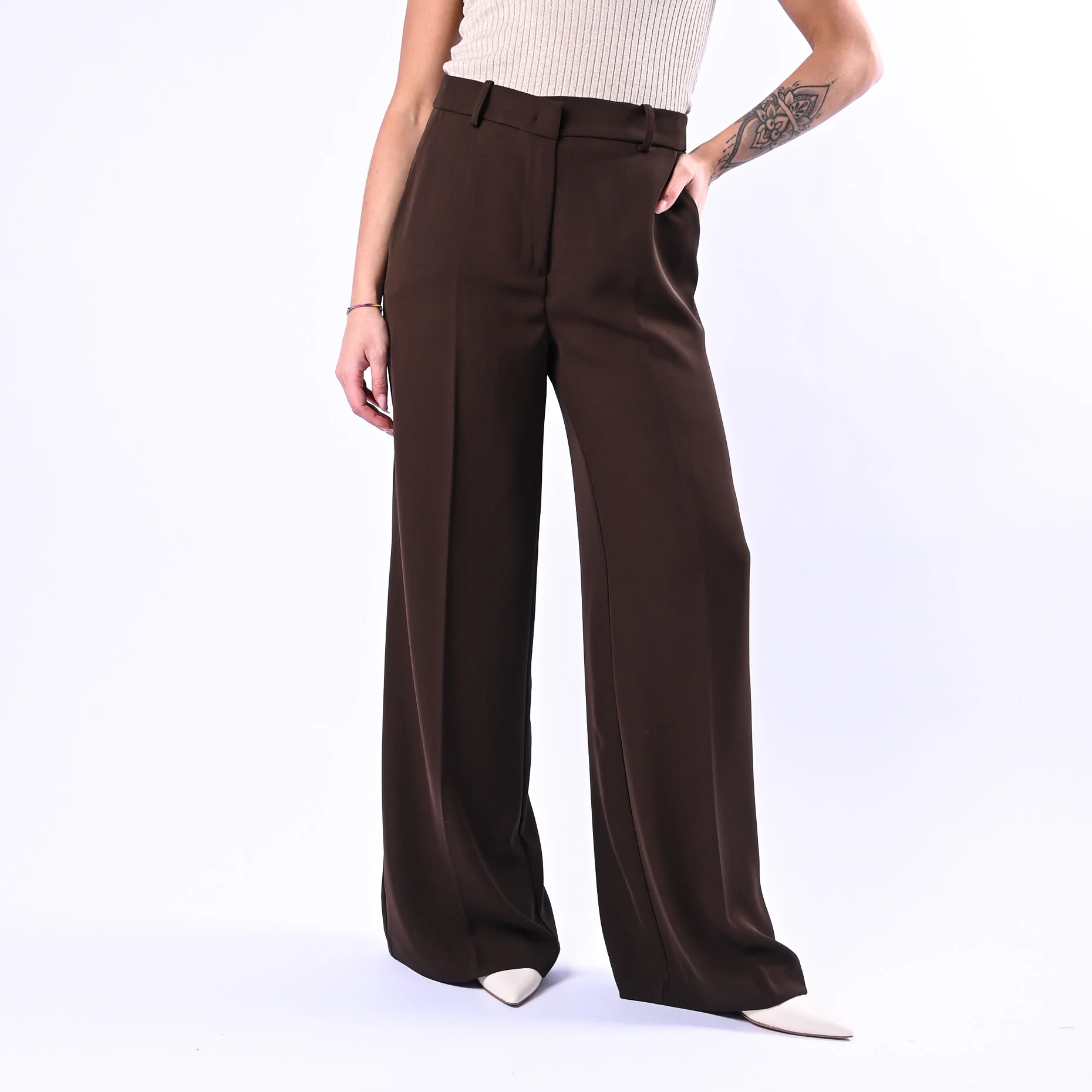 GOLD - PANTALONE PALAZZO FLUIDO ART.17206/4724 - MORO