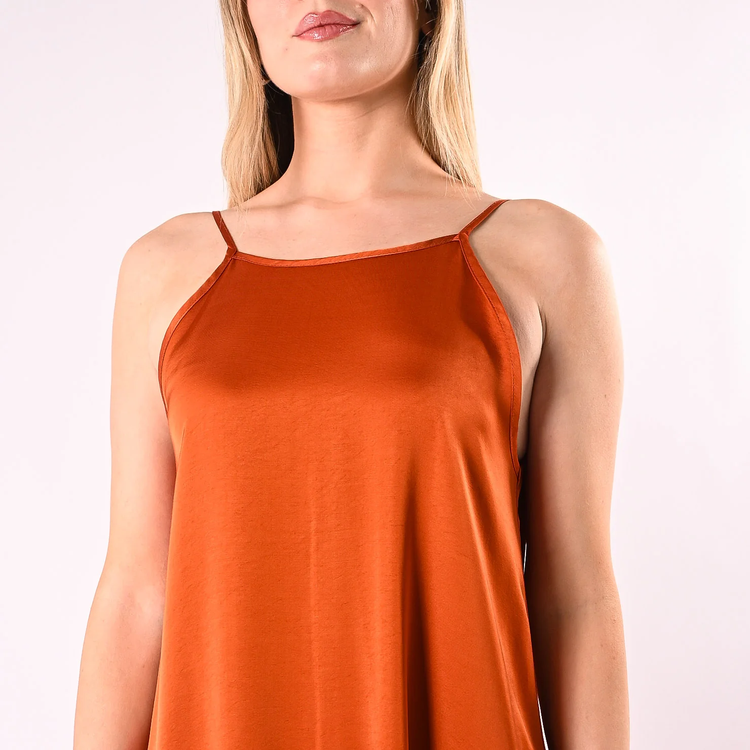 HAVEONE - ABITO IN SATIN SCOLLO V DIETRO ART.AWG-Q021/A - ARANCIO - Image 5