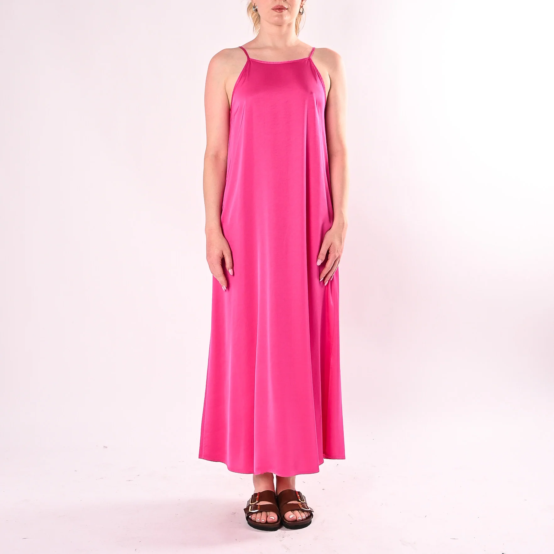 HAVEONE - ABITO IN SATIN SCOLLO V DIETRO ART.AWG-Q021/F - FUXIA - Image 2