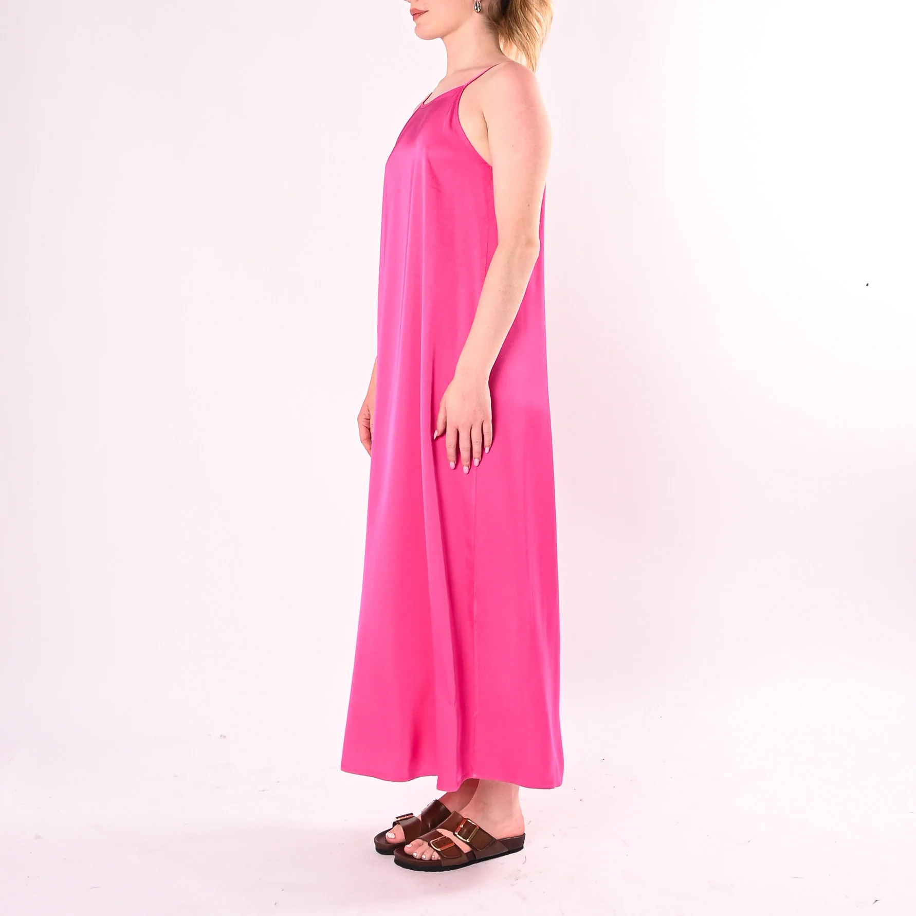 HAVEONE - ABITO IN SATIN SCOLLO V DIETRO ART.AWG-Q021/F - FUXIA - Image 3