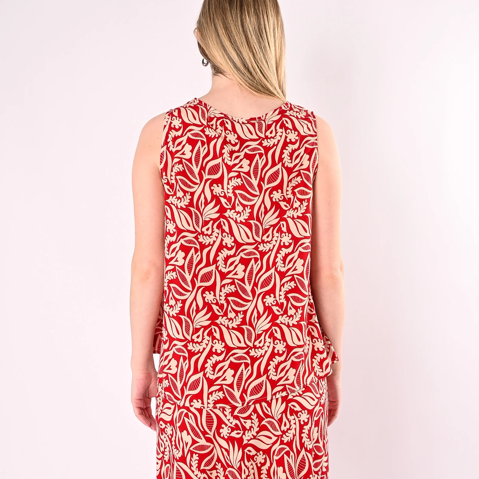 HAVEONE - BLUSA SMANICATA FANTASIA FLOREALE ART.CIA-Q459/BR - BURRO/ROSSO - Image 5