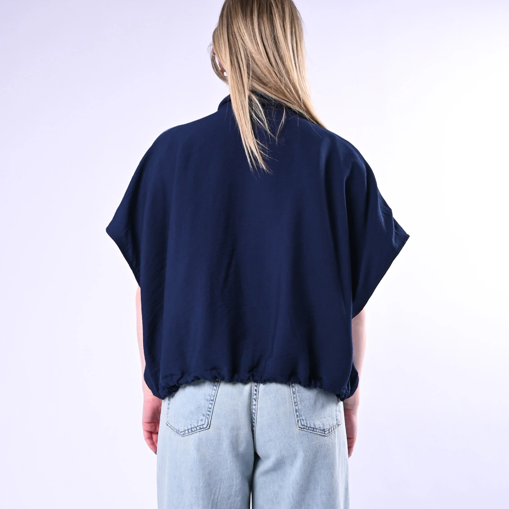 HAVEONE - BOMBER SMANICATO IN VISCOSA ART.KSV-Q078/B - BLU - Image 4