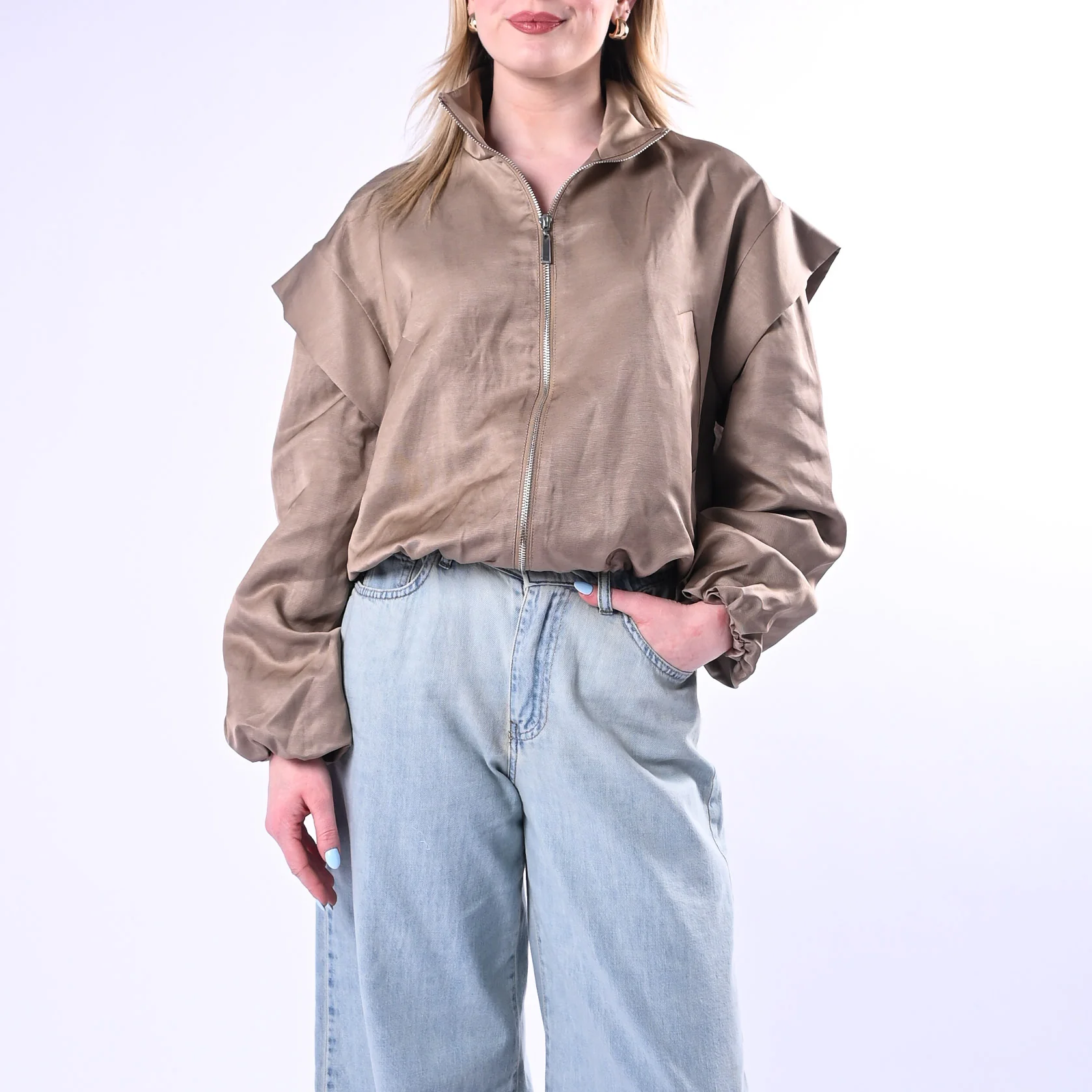 HAVEONE - BOMBER VISCOSA/LINO RIMBORSATO ART.KSV-Q082/B - BEIGE