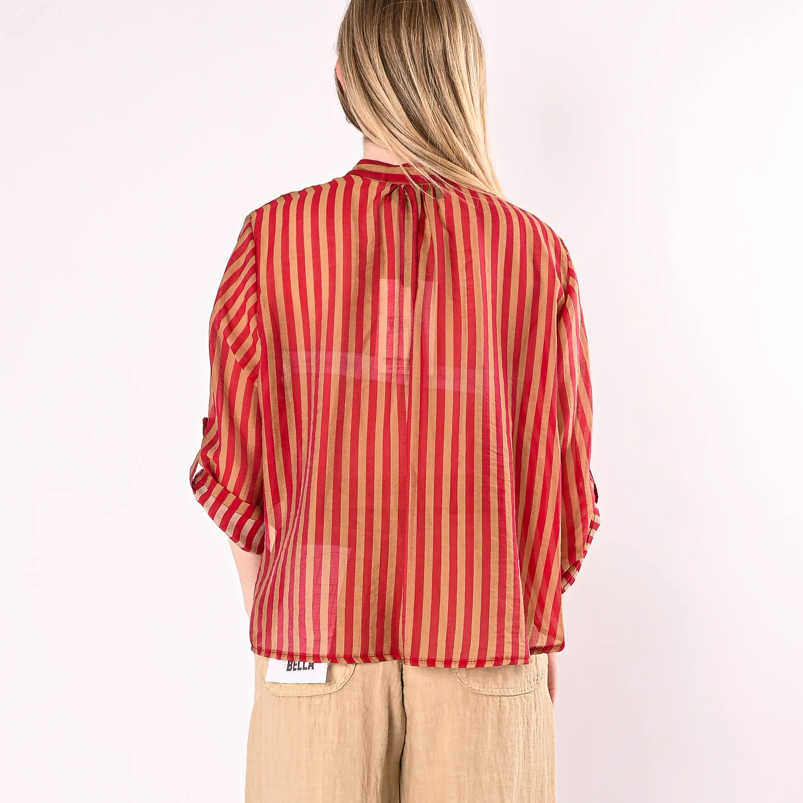 HAVEONE - CAMICIA A RIGHE IN LYOCELL ART.CVS-Q423/IT - INDIA/TABACCO - Image 5