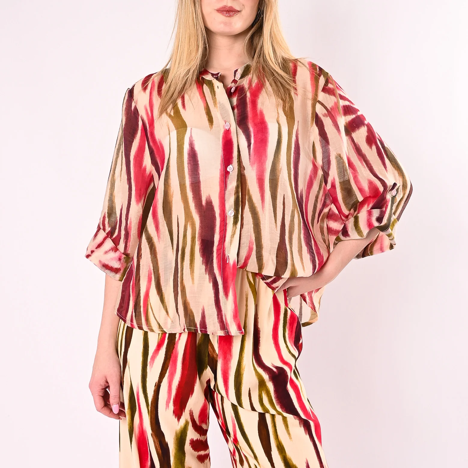HAVEONE - CAMICIA COREANA LYOCELL FANTASIA ACQUERELLO ART. CVS-Q444/BOI - BURRO/OLIO/INDIA - Image 2