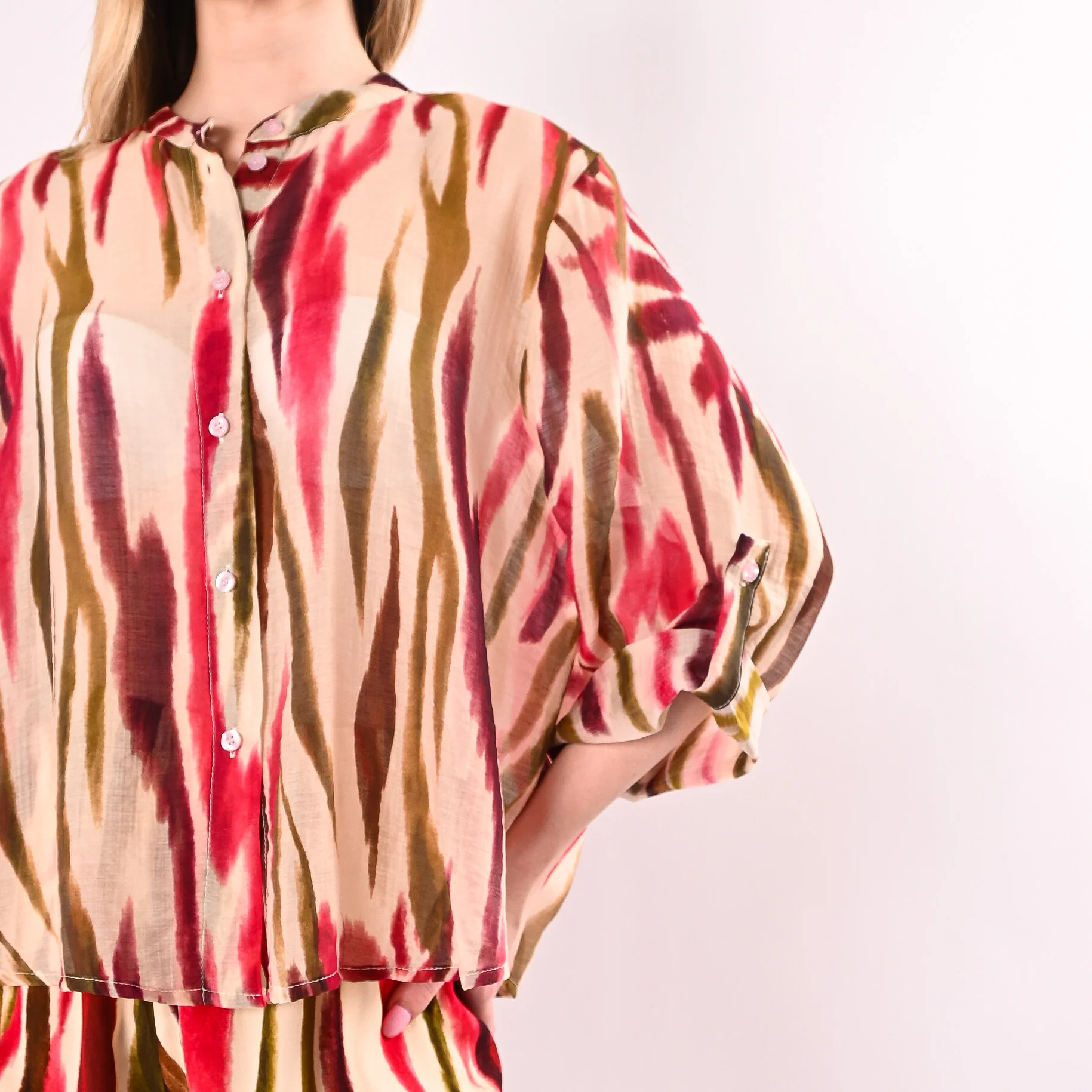 HAVEONE - CAMICIA COREANA LYOCELL FANTASIA ACQUERELLO ART. CVS-Q444/BOI - BURRO/OLIO/INDIA - Image 6