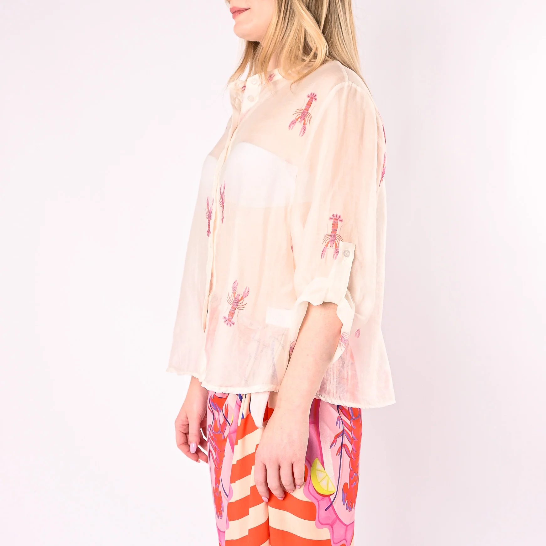 HAVEONE - CAMICIA COREANA LYOCELL FANTASIA ARAGOSTA ART. CVS-Q468/L - LATTE - Image 4