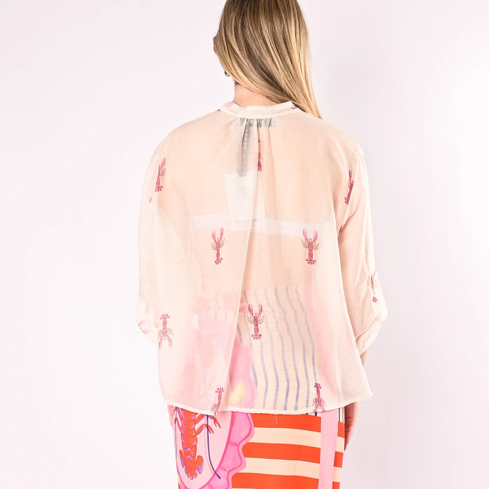 HAVEONE - CAMICIA COREANA LYOCELL FANTASIA ARAGOSTA ART. CVS-Q468/L - LATTE - Image 5