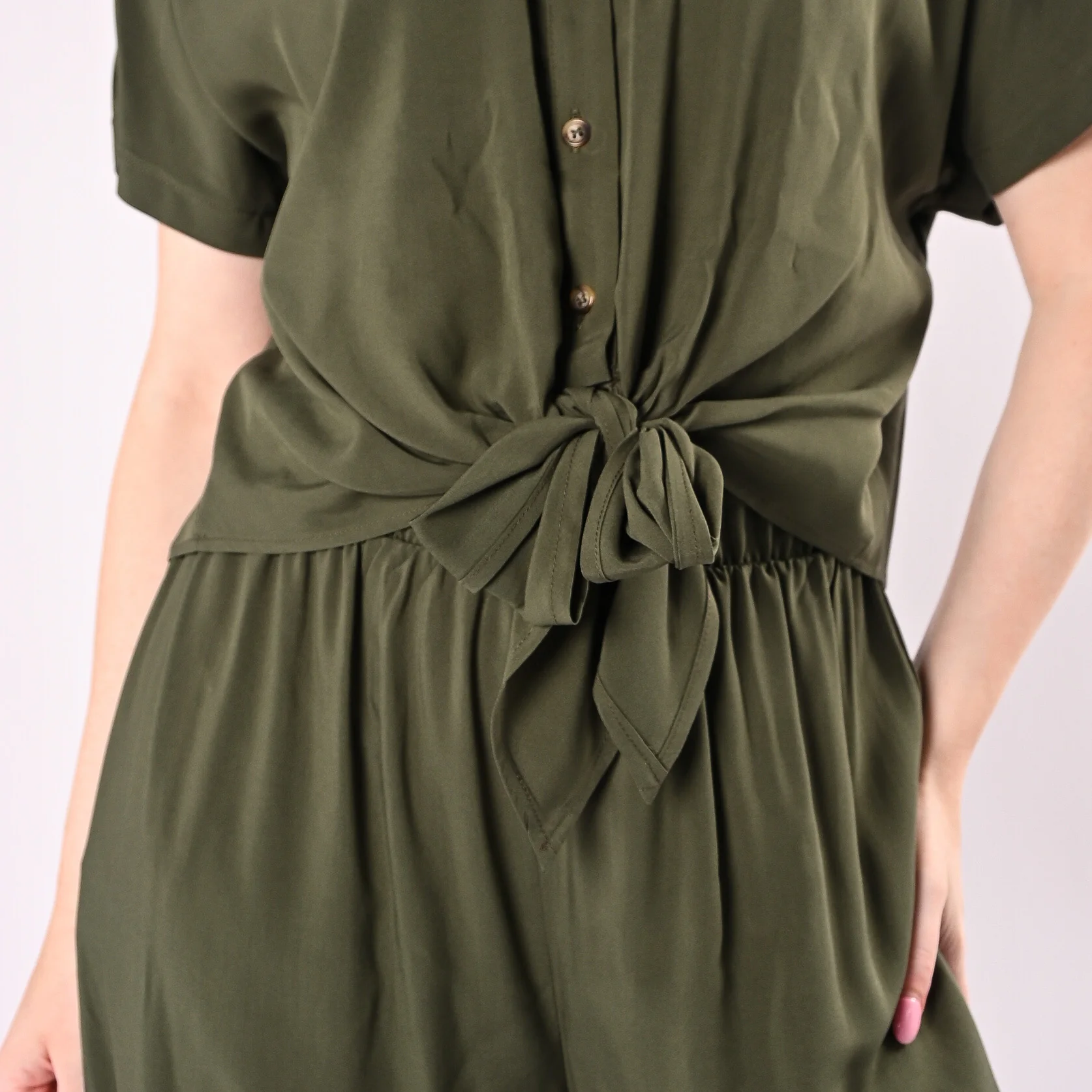 HAVEONE - CAMICIA IN VISCOSA CON NODO ART.CIA-Q437/M - MILITARE - Image 6