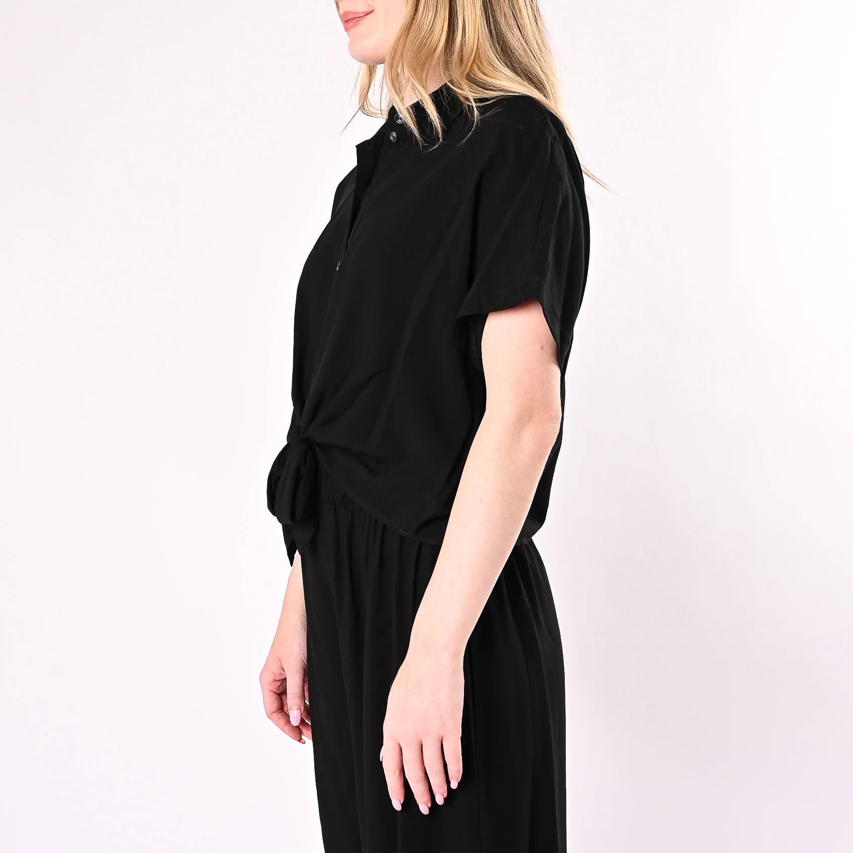 HAVEONE - CAMICIA IN VISCOSA CON NODO ART.CIA-Q437/N - NERO - Image 4