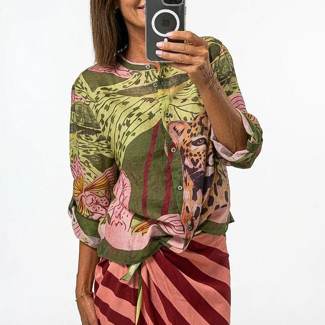 PREORDINE HAVEONE - CAMICIA THE ISLAND EXLUSIVE JAGUAR AND FLOWERS ART.CVS-Q499/F - FANTASIA