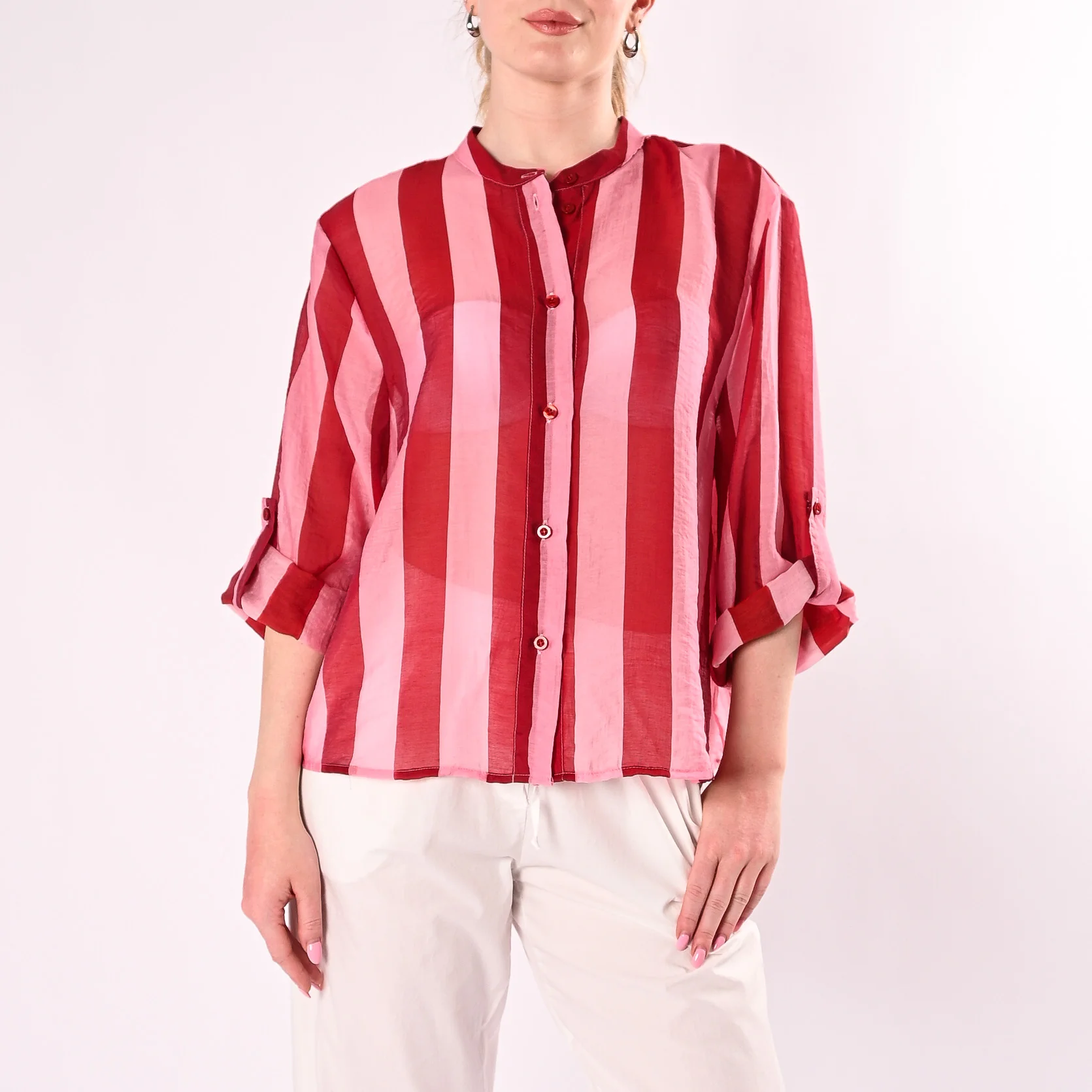 HAVEONE - CAMICIA LYOCELL RIGA LARGA ART.CVS-Q422/RF - ROSSO/FUXIA