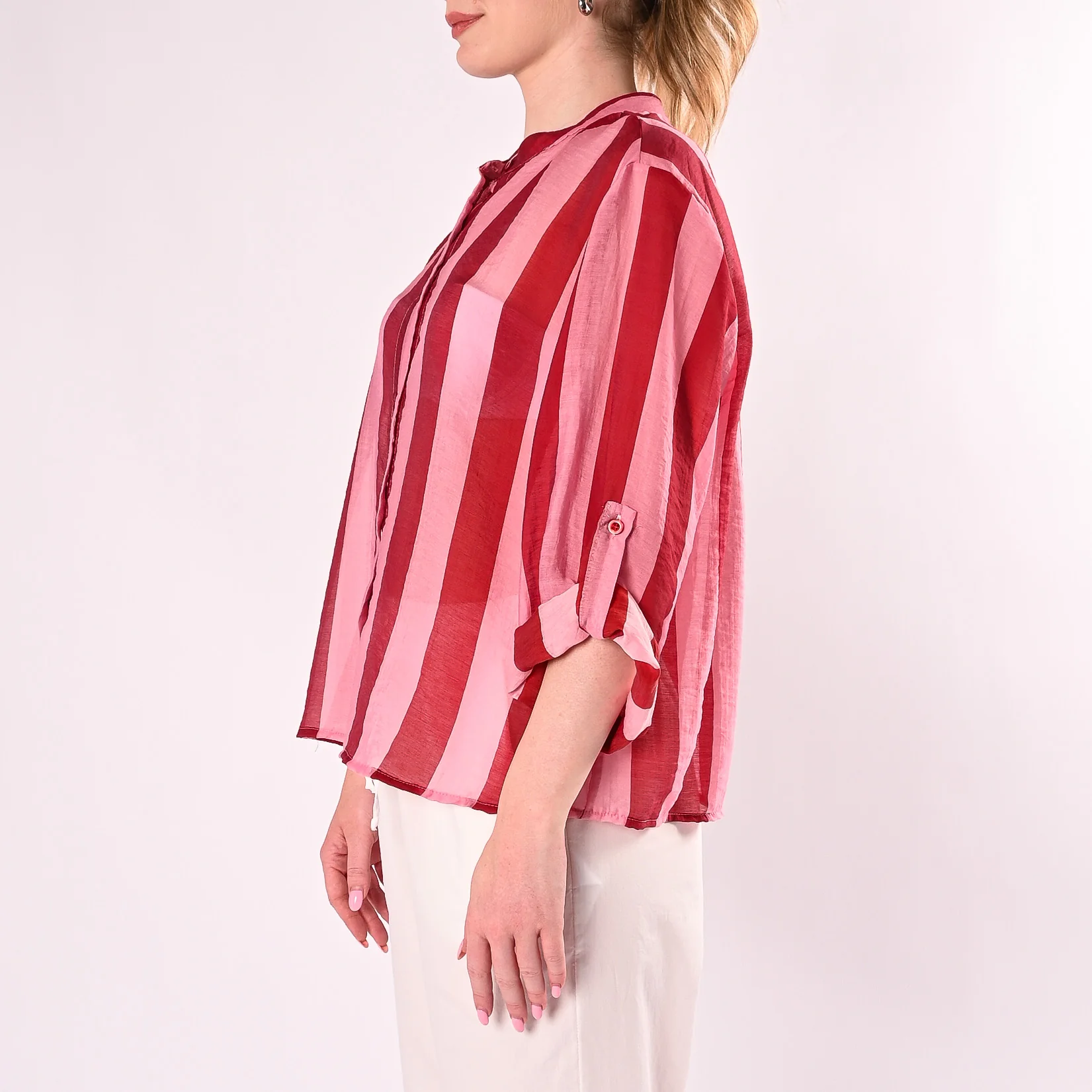 HAVEONE - CAMICIA LYOCELL RIGA LARGA ART.CVS-Q422/RF - ROSSO/FUXIA - Image 3