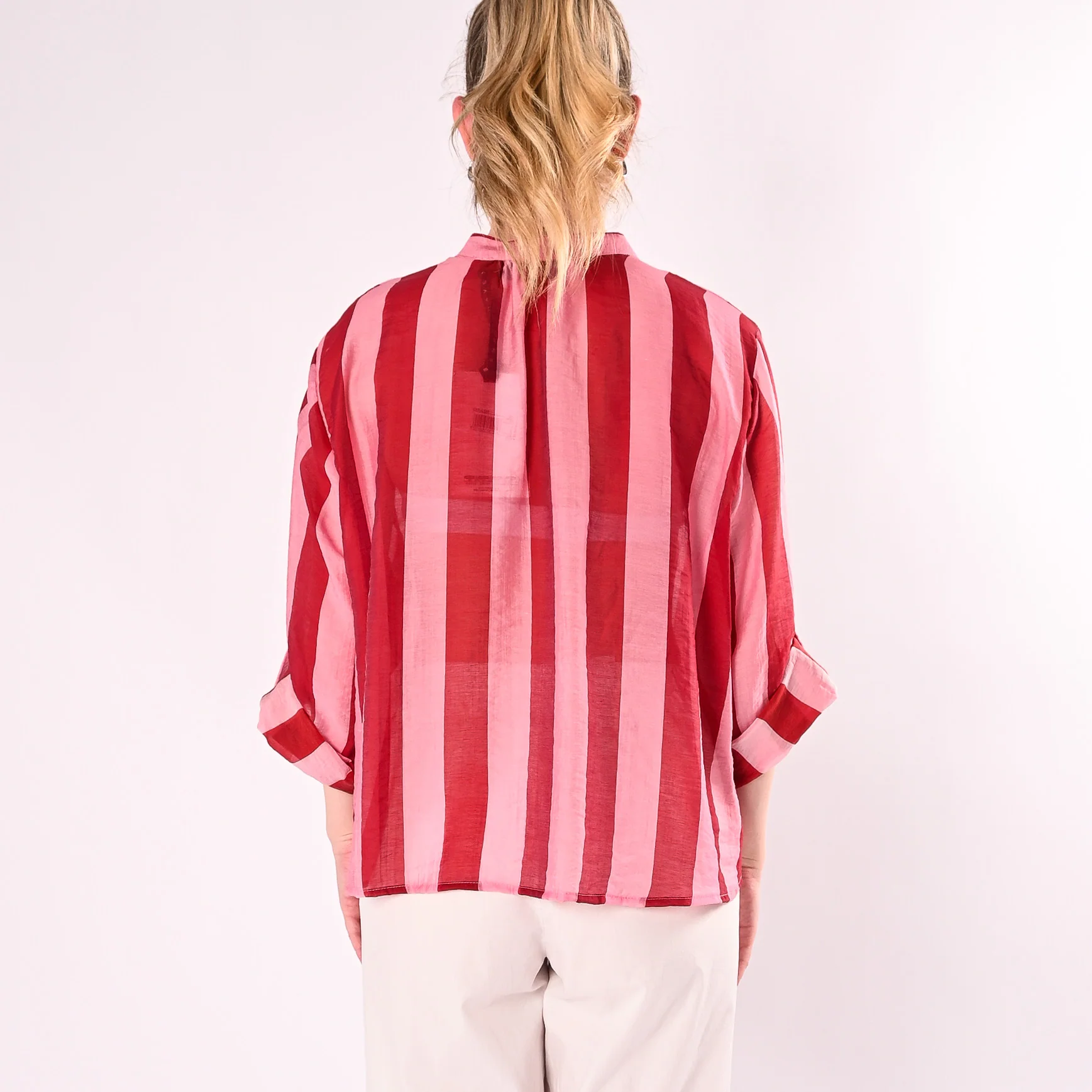 HAVEONE - CAMICIA LYOCELL RIGA LARGA ART.CVS-Q422/RF - ROSSO/FUXIA - Image 4