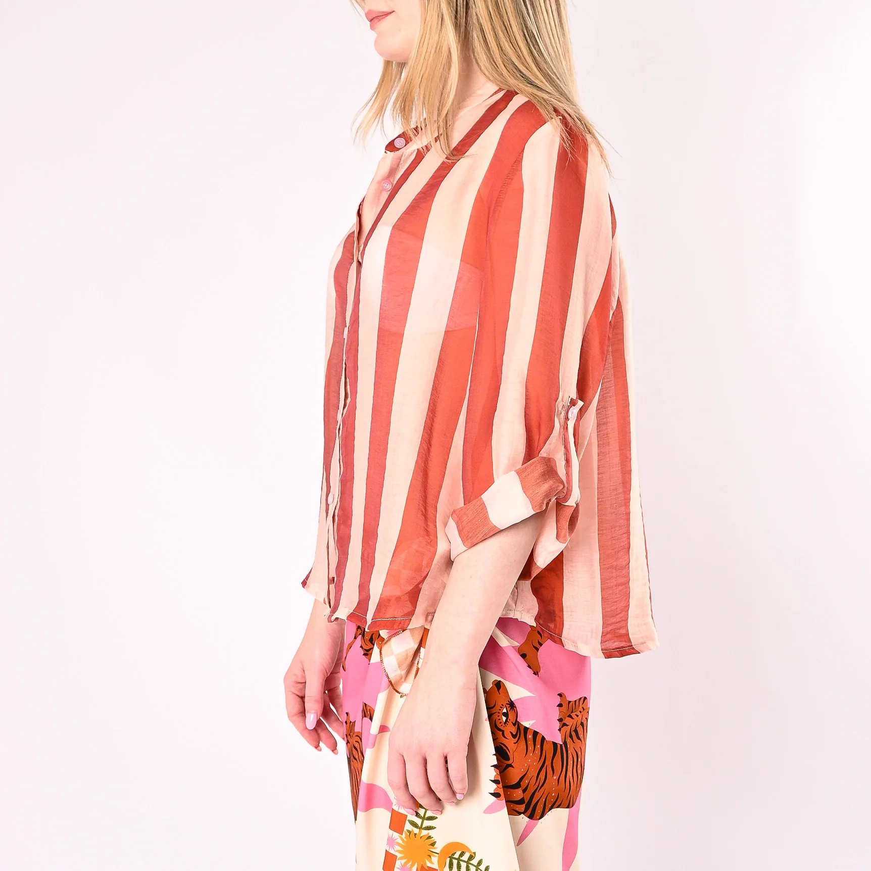 HAVEONE - CAMICIA LYOCELL RIGA LARGA ART.CVS-Q422/BA - BURRO/ARANCIO - Image 3