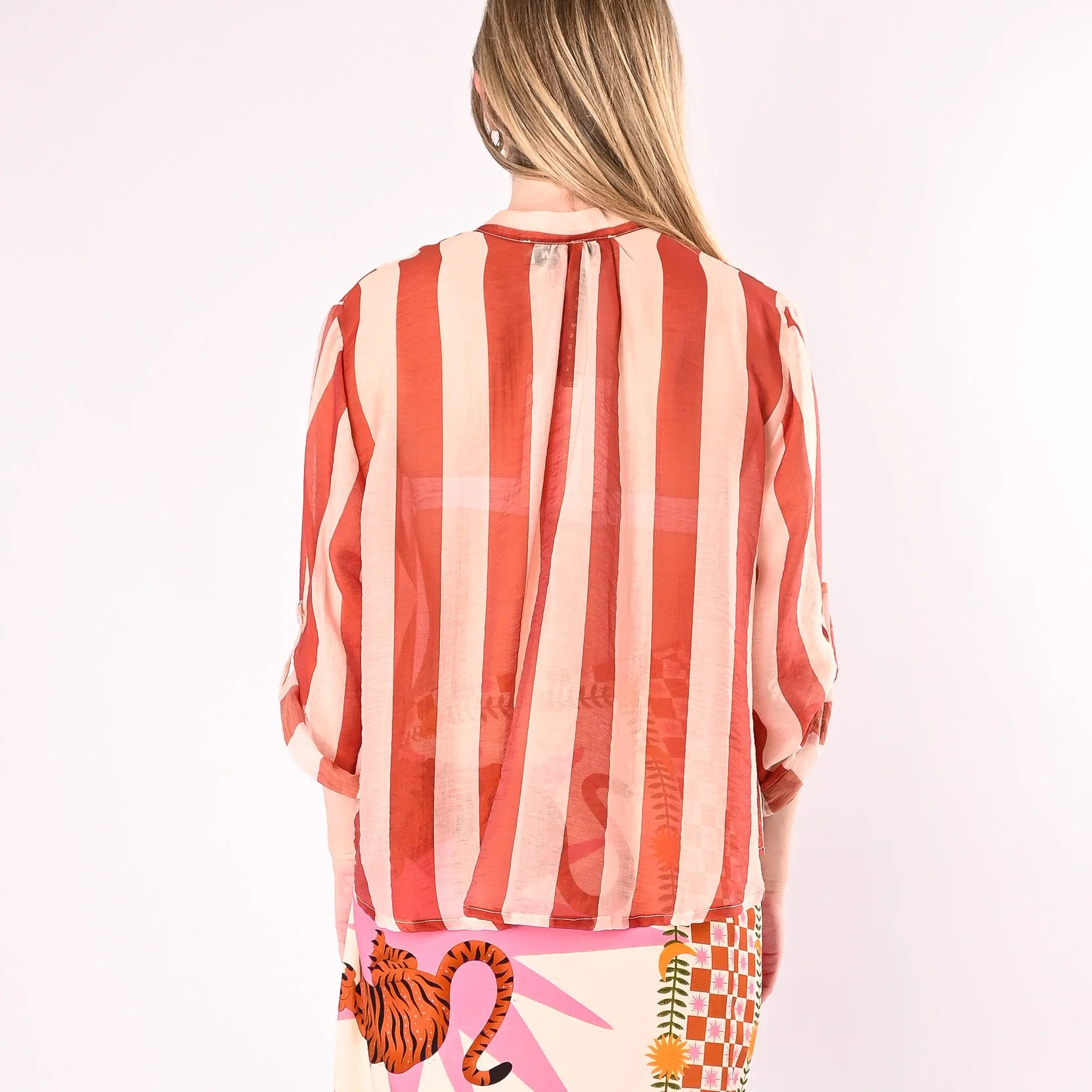 HAVEONE - CAMICIA LYOCELL RIGA LARGA ART.CVS-Q422/BA - BURRO/ARANCIO - Image 4