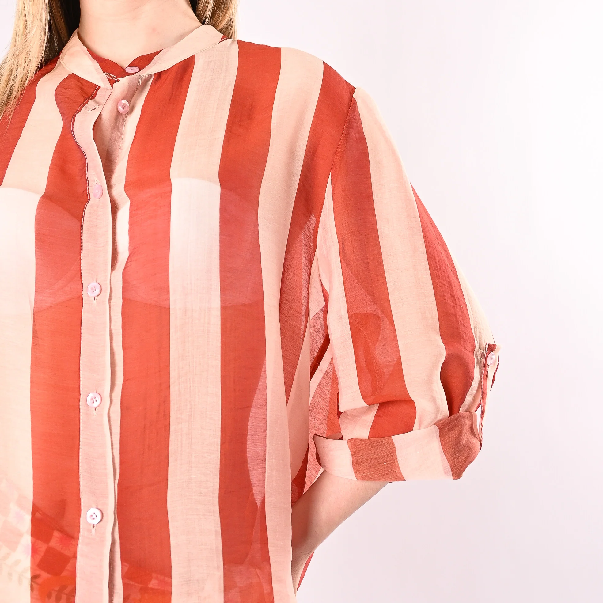 HAVEONE - CAMICIA LYOCELL RIGA LARGA ART.CVS-Q422/BA - BURRO/ARANCIO - Image 5