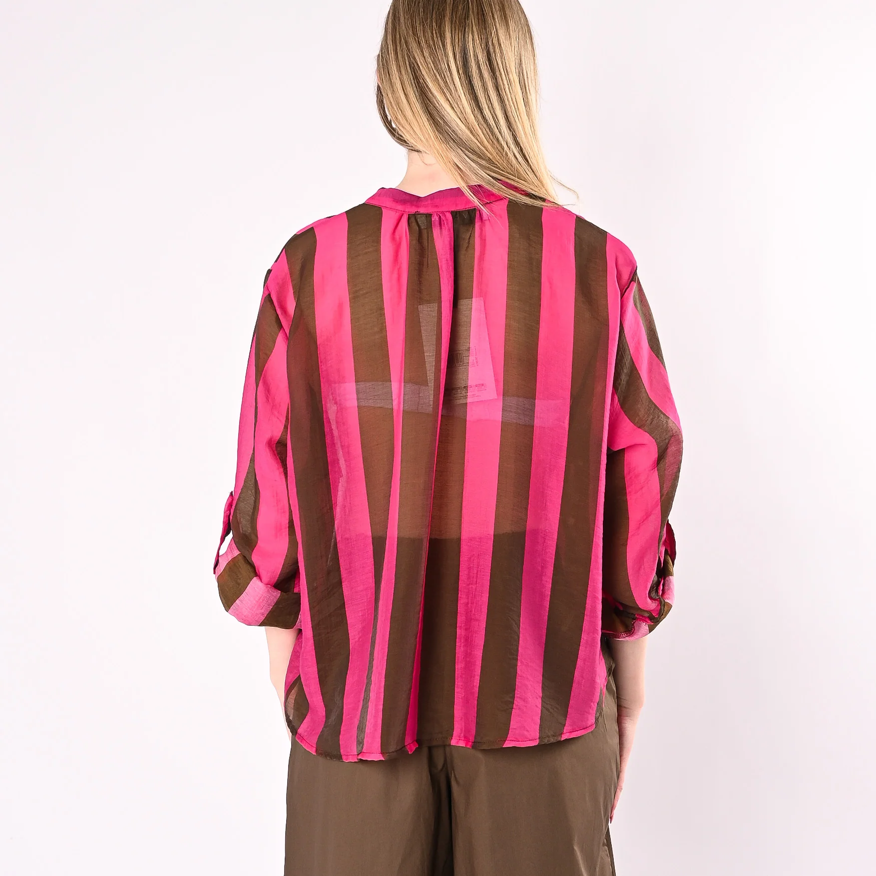 HAVEONE - CAMICIA LYOCELL RIGA LARGA ART.CVS-Q422/FM - FUXIA/MORO - Image 4