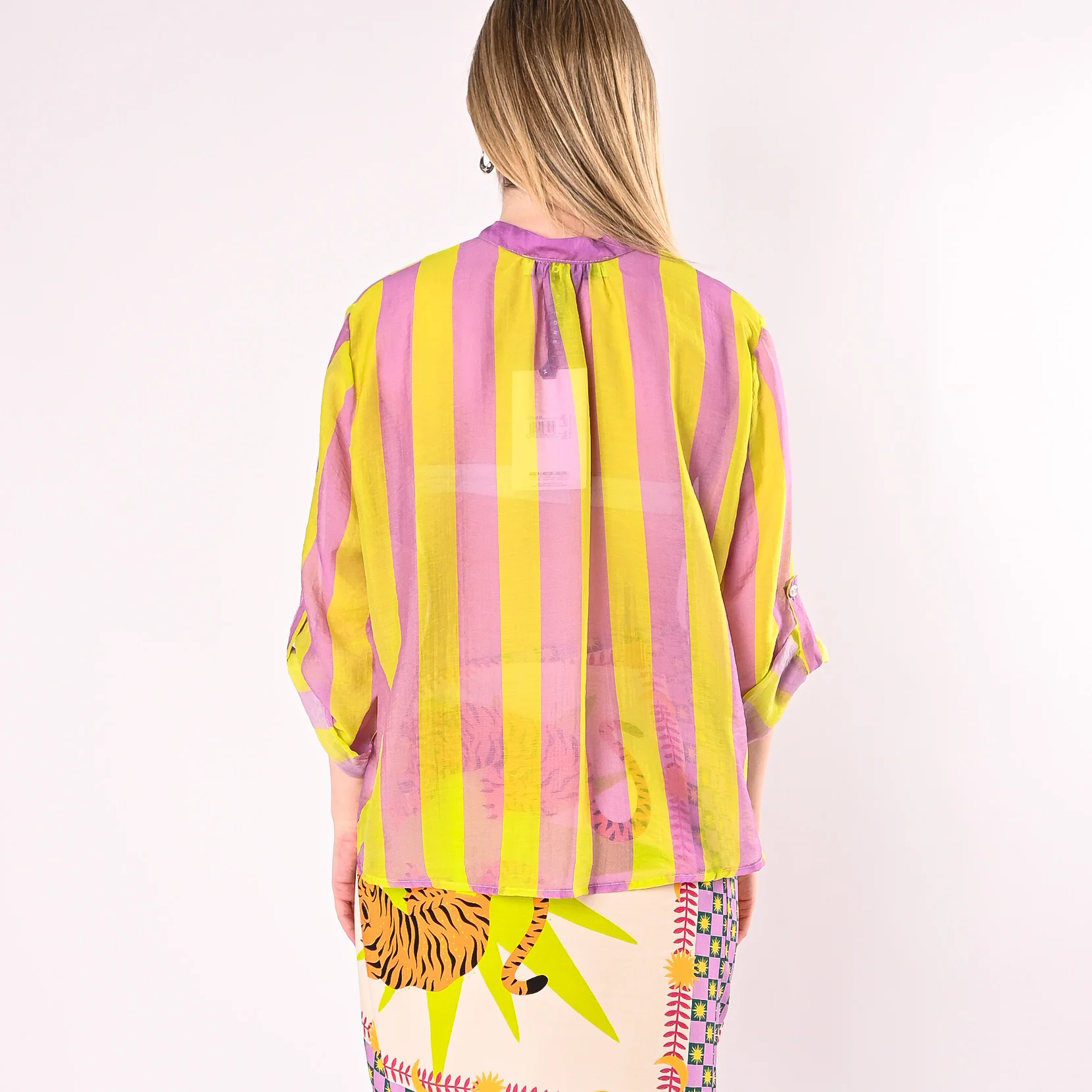 HAVEONE - CAMICIA LYOCELL RIGA LARGA ART.CVS-Q422/LL - LILLA/LIME - Image 5