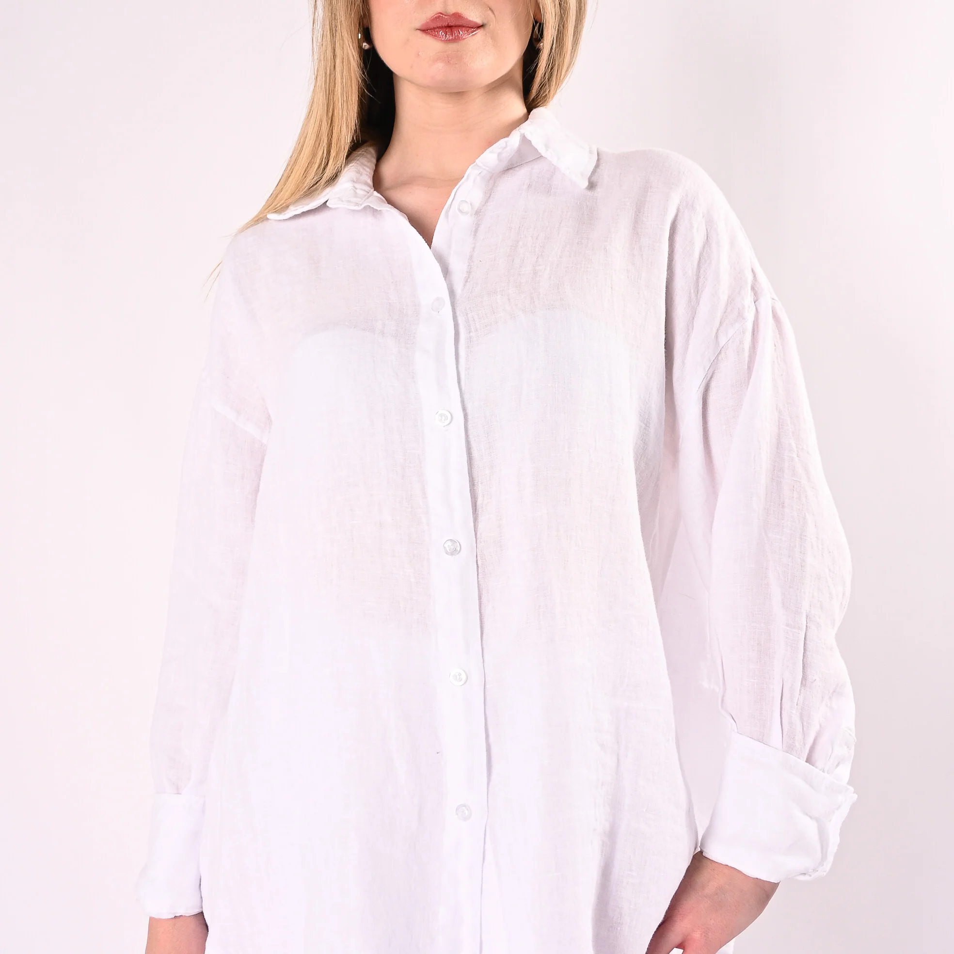 HAVEONE - CAMICIA OVER IN PURO LINO ART.CVE-Q436/B - BIANCO - Image 6