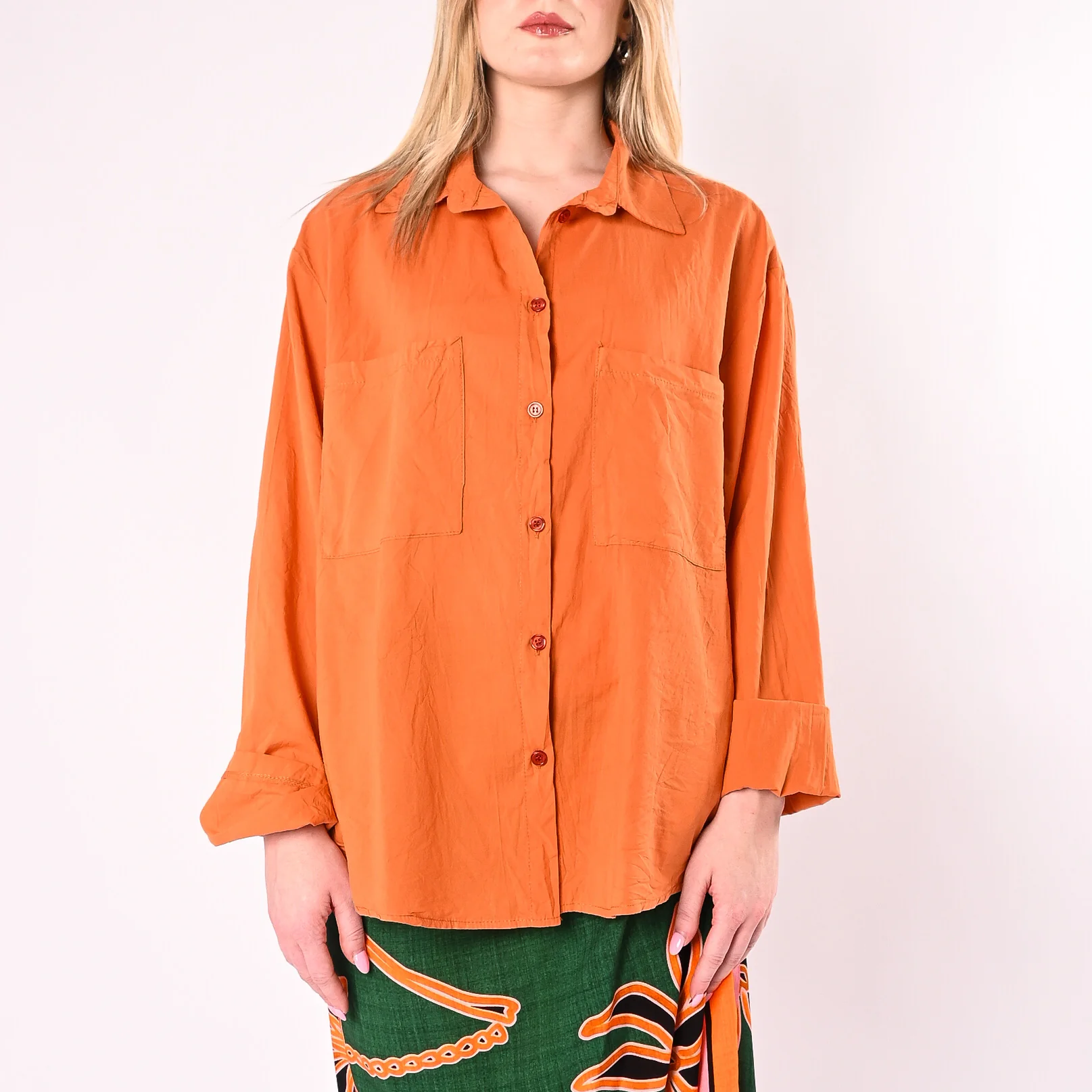 HAVEONE - CAMICIA OVER MUSSOLA CON TASCONI ART. CFW-Q408/A - ARANCIONE - Image 2
