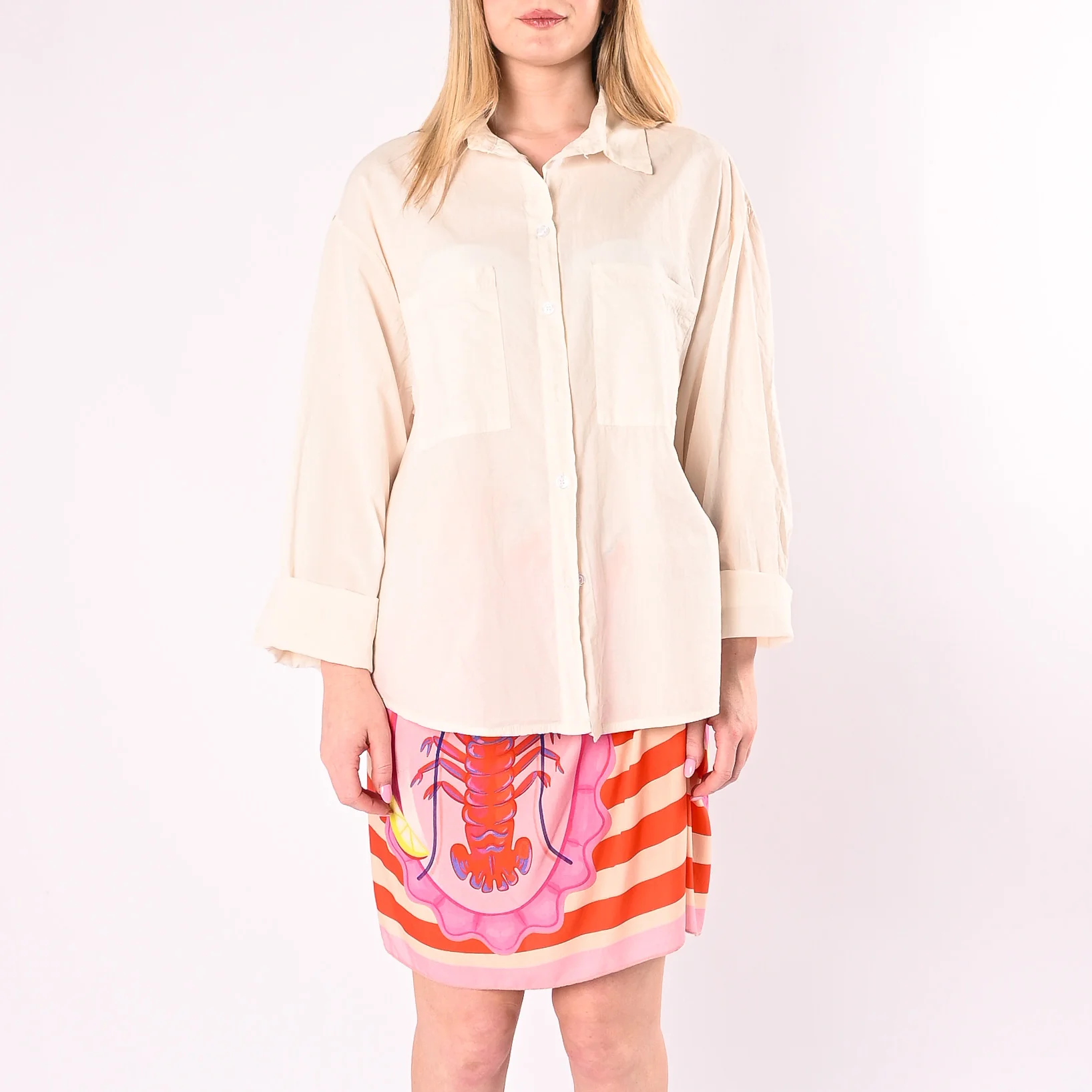HAVEONE - CAMICIA OVER MUSSOLA CON TASCONI ART. CFW-Q408/B - BURRO - Image 2