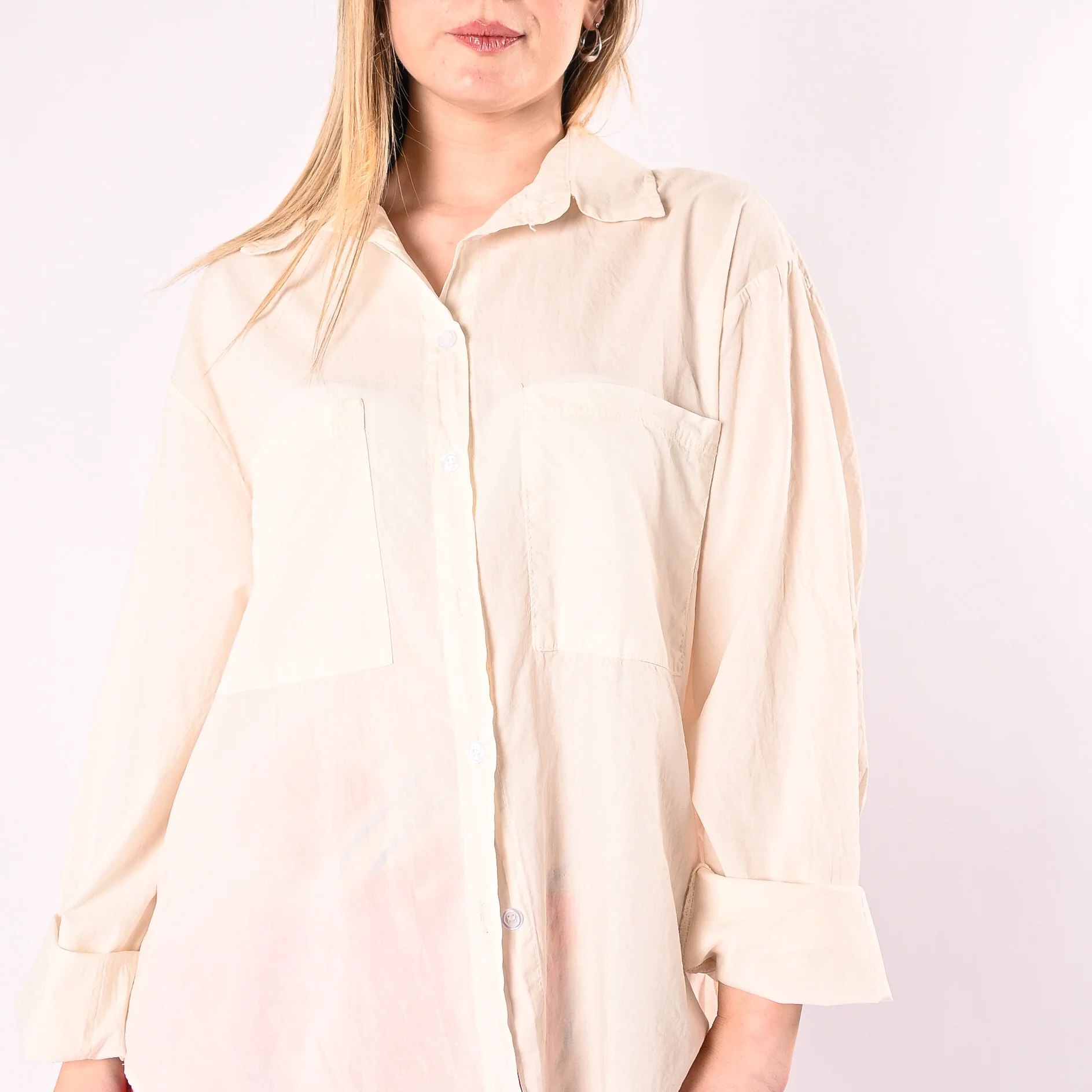 HAVEONE - CAMICIA OVER MUSSOLA CON TASCONI ART. CFW-Q408/B - BURRO - Image 5