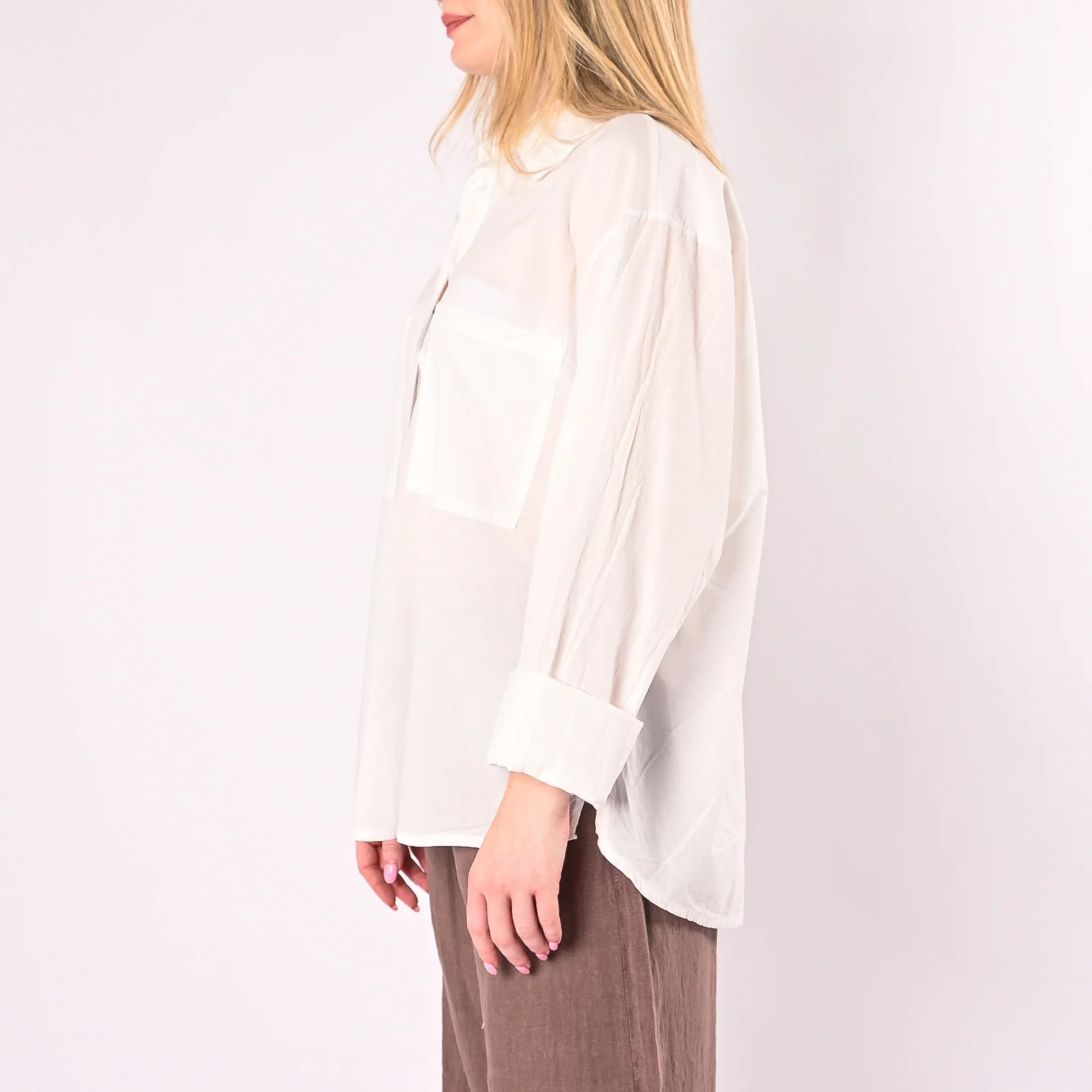 HAVEONE - CAMICIA OVER MUSSOLA CON TASCONI ART. CFW-Q408/BS - BIANCO SALE - Image 3
