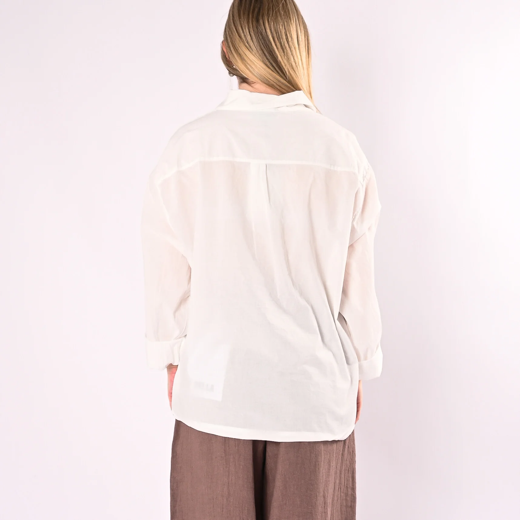 HAVEONE - CAMICIA OVER MUSSOLA CON TASCONI ART. CFW-Q408/BS - BIANCO SALE - Image 4