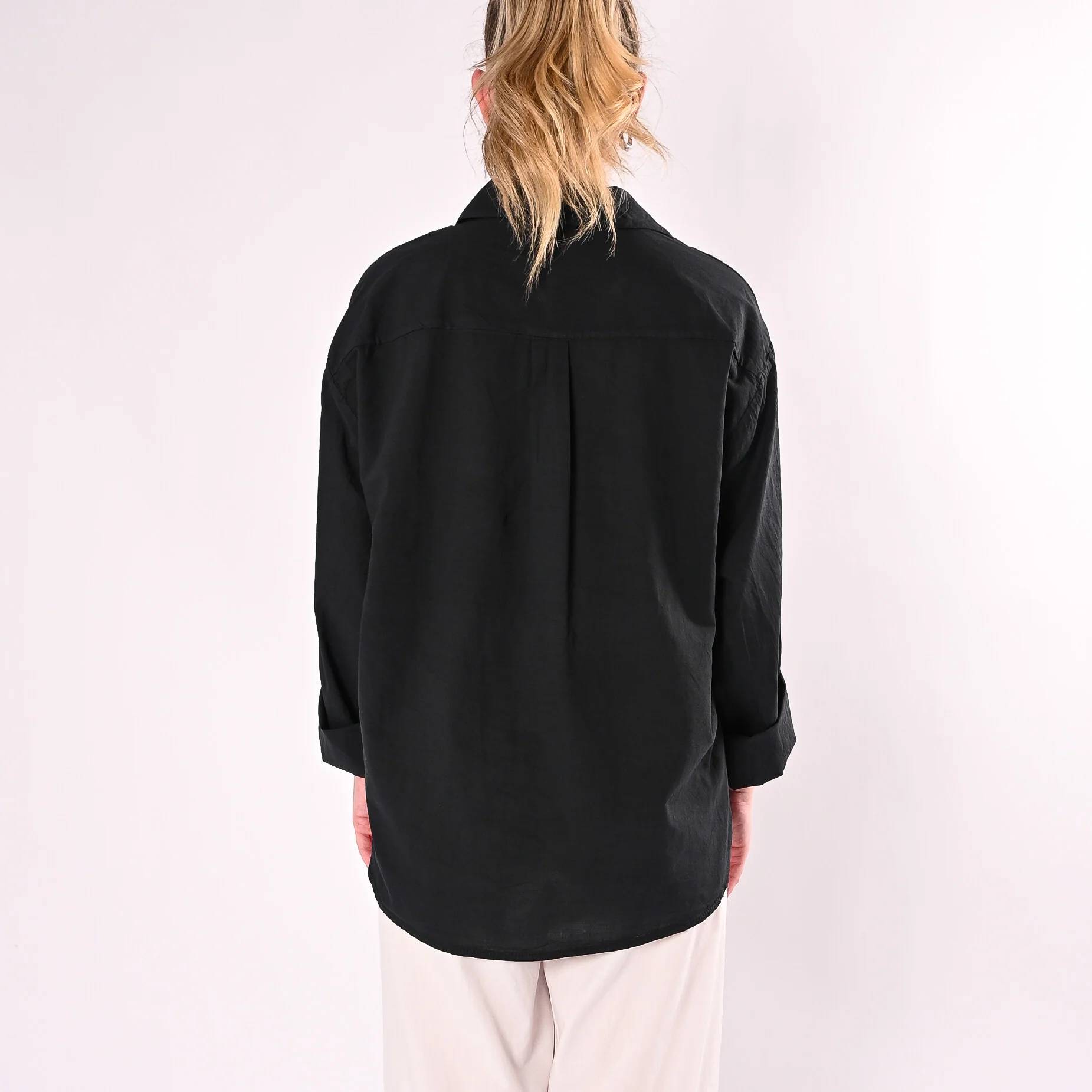 HAVEONE - CAMICIA OVER MUSSOLA CON TASCONI ART. CFW-Q408/N - NERO - Image 4