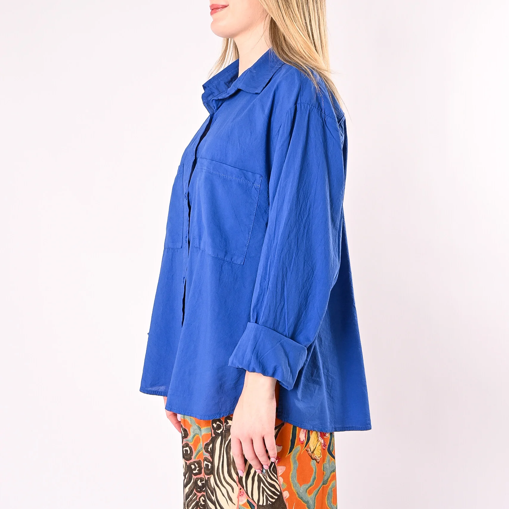HAVEONE - CAMICIA OVER MUSSOLA CON TASCONI ART. CFW-Q408/R - ROYAL - Image 3