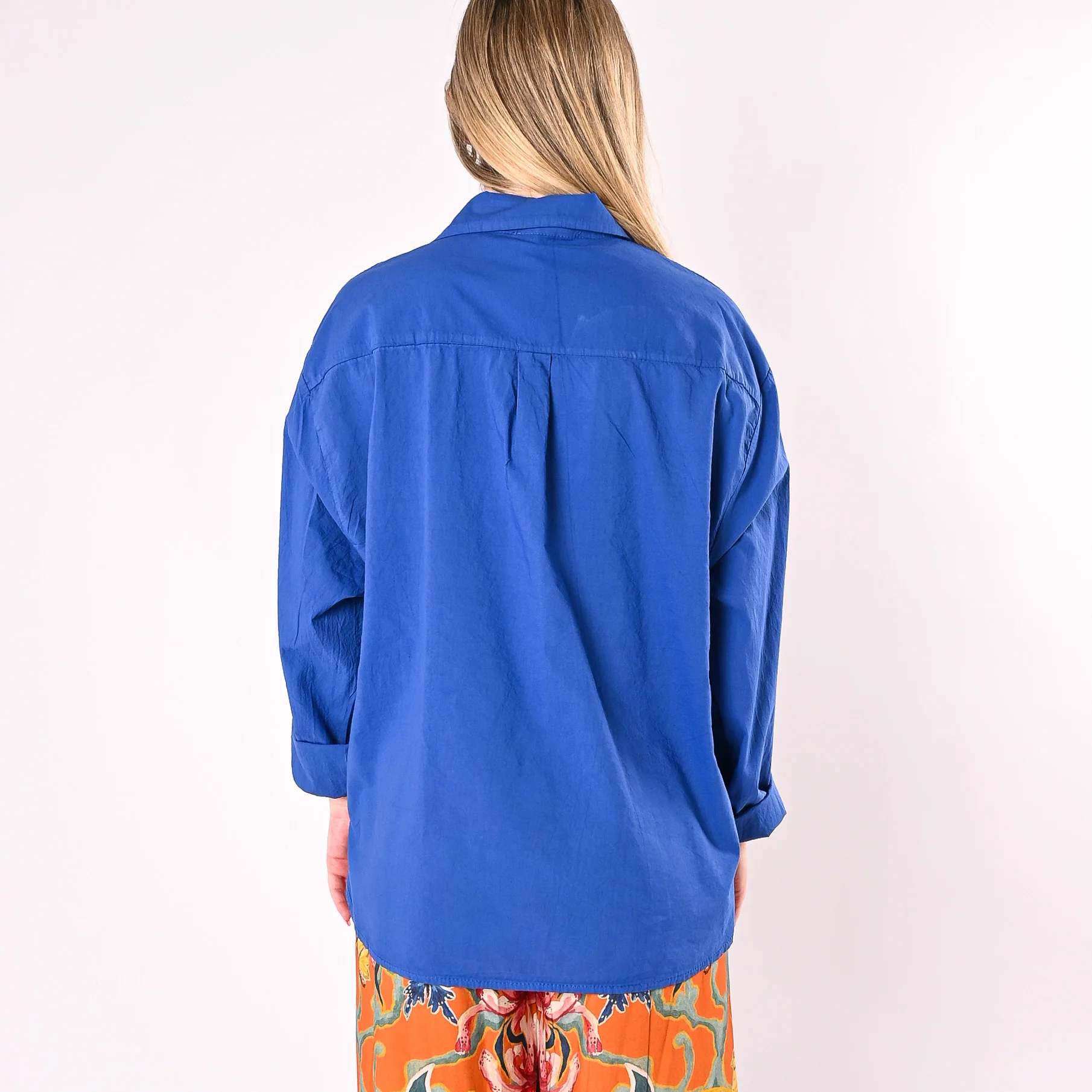 HAVEONE - CAMICIA OVER MUSSOLA CON TASCONI ART. CFW-Q408/R - ROYAL - Image 4