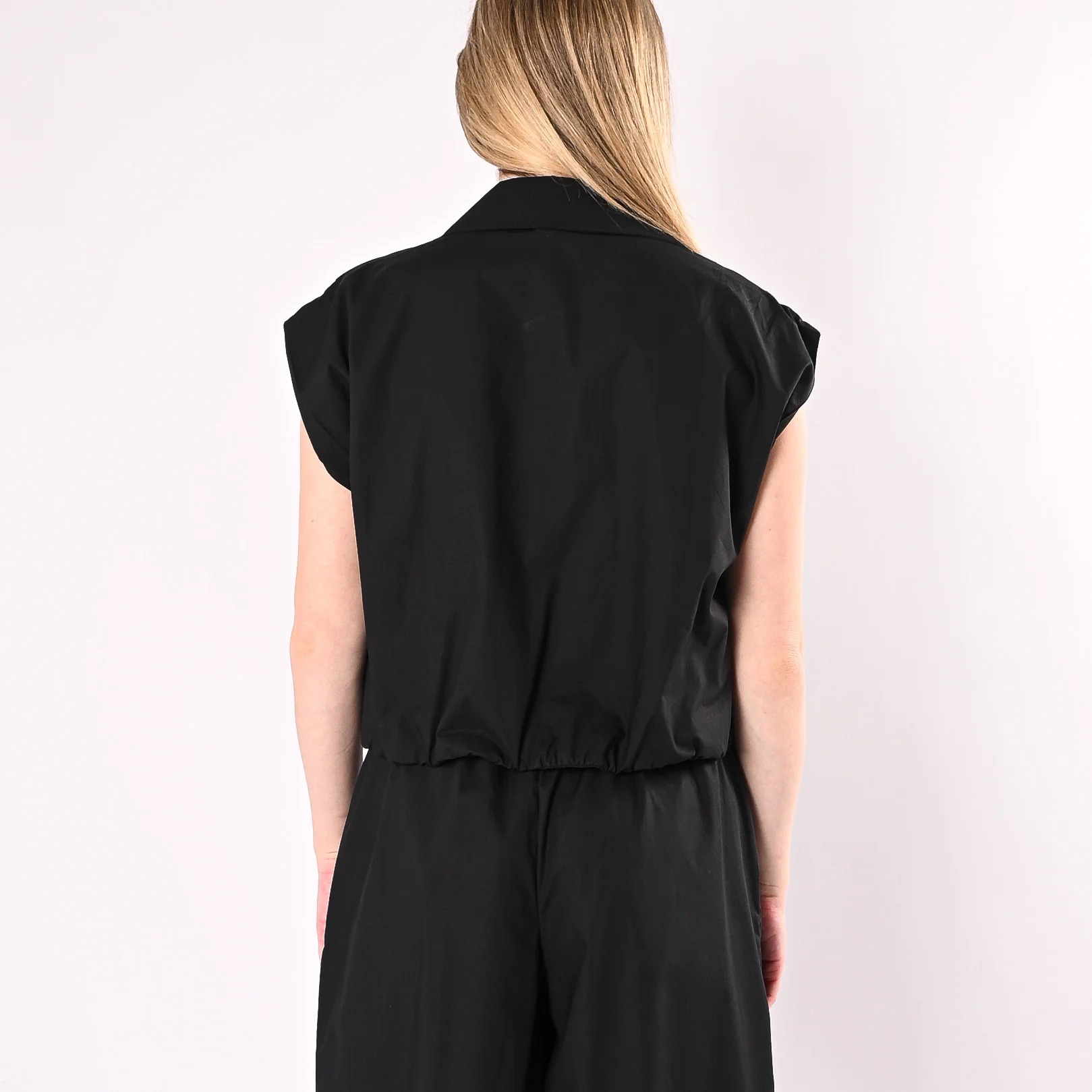 HAVEONE - CAMICIA OVER SMANICATA IN POPELINE CON ELASTICO ART.CFW-Q435/N - NERO - Image 5