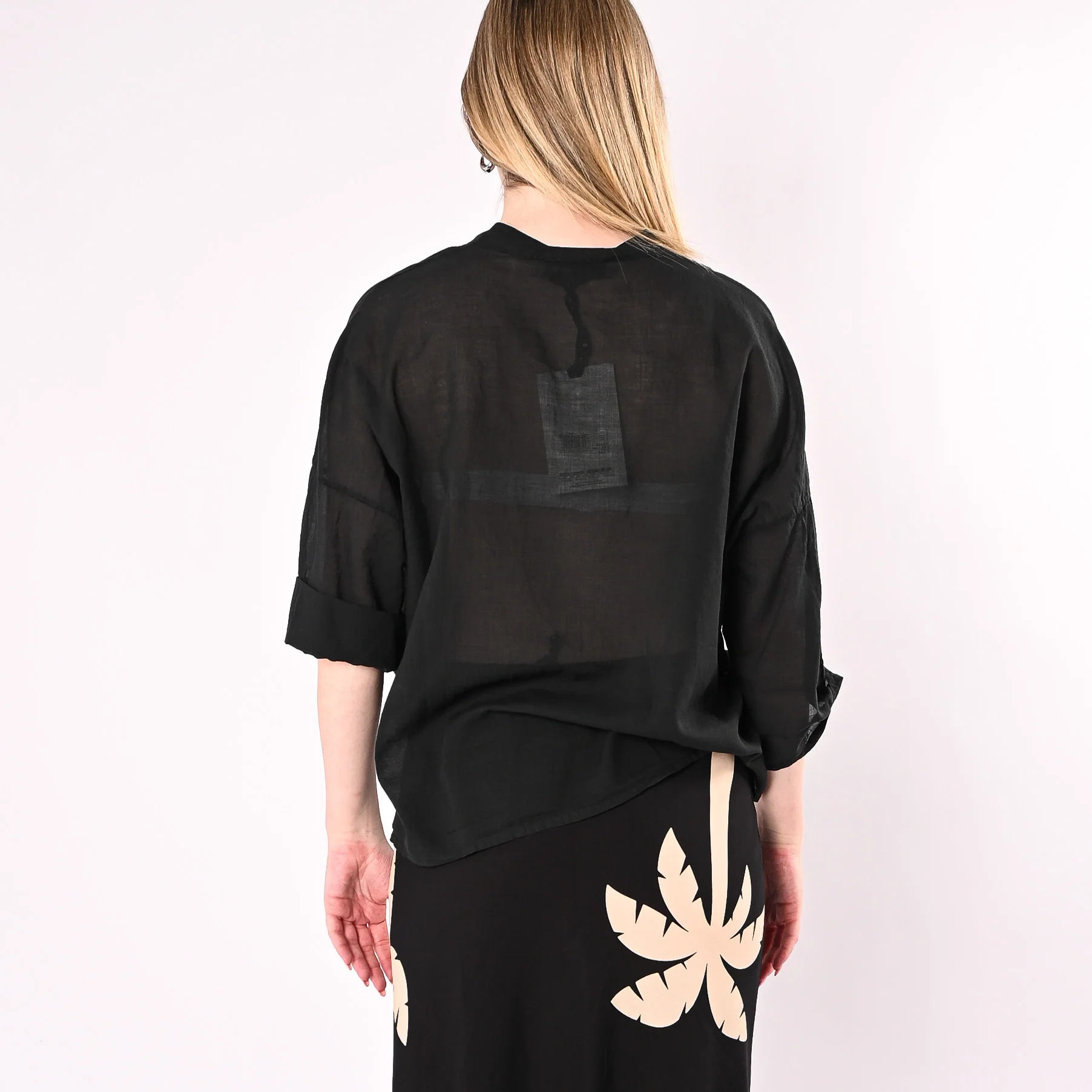 HAVEONE - CAMICIA VOILE IN MUSSOLA ART. CFL-Q387/N - NERO - Image 3