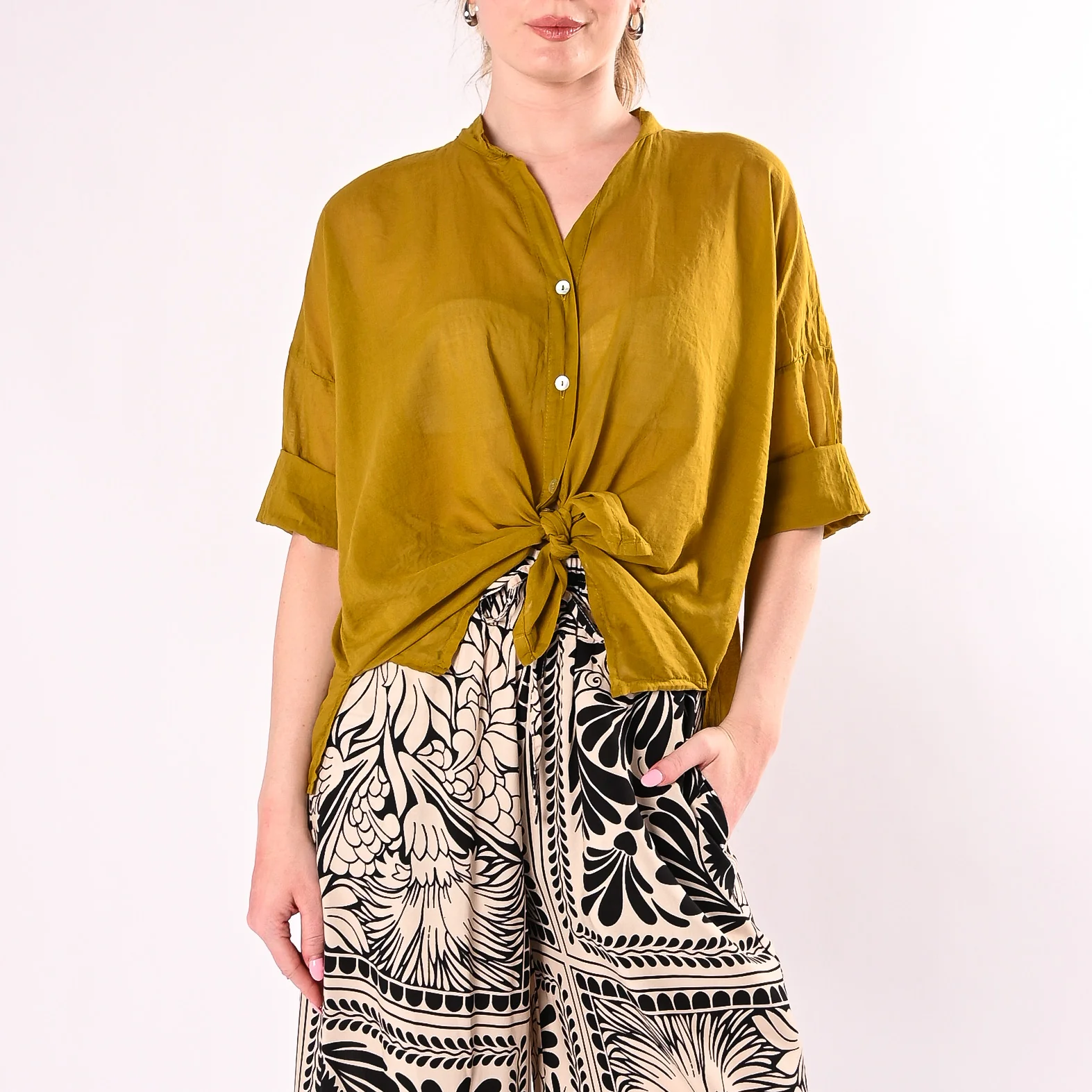 HAVEONE - CAMICIA VOILE IN MUSSOLA ART. CFL-Q387/O - OLIO