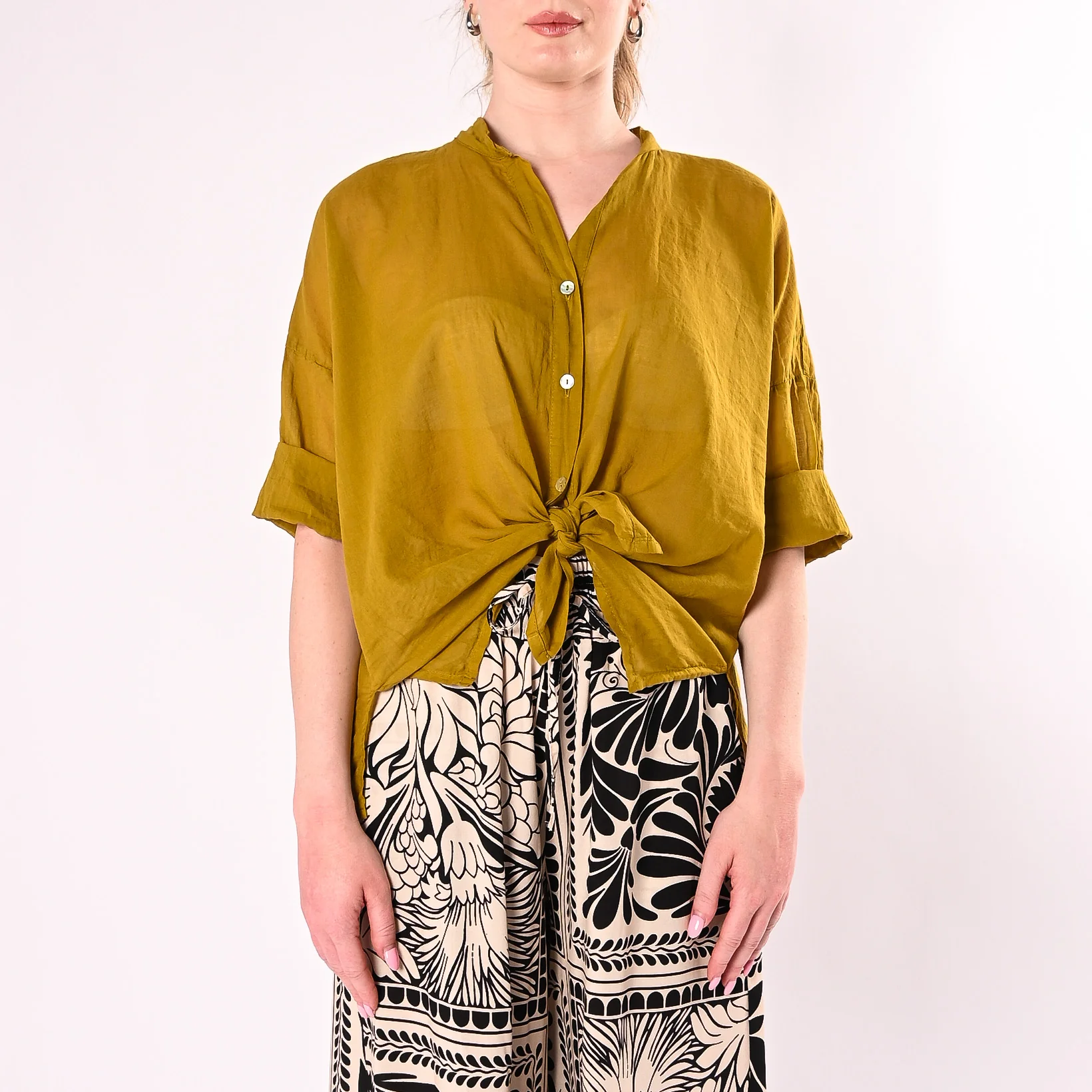 HAVEONE - CAMICIA VOILE IN MUSSOLA ART. CFL-Q387/O - OLIO - Image 2