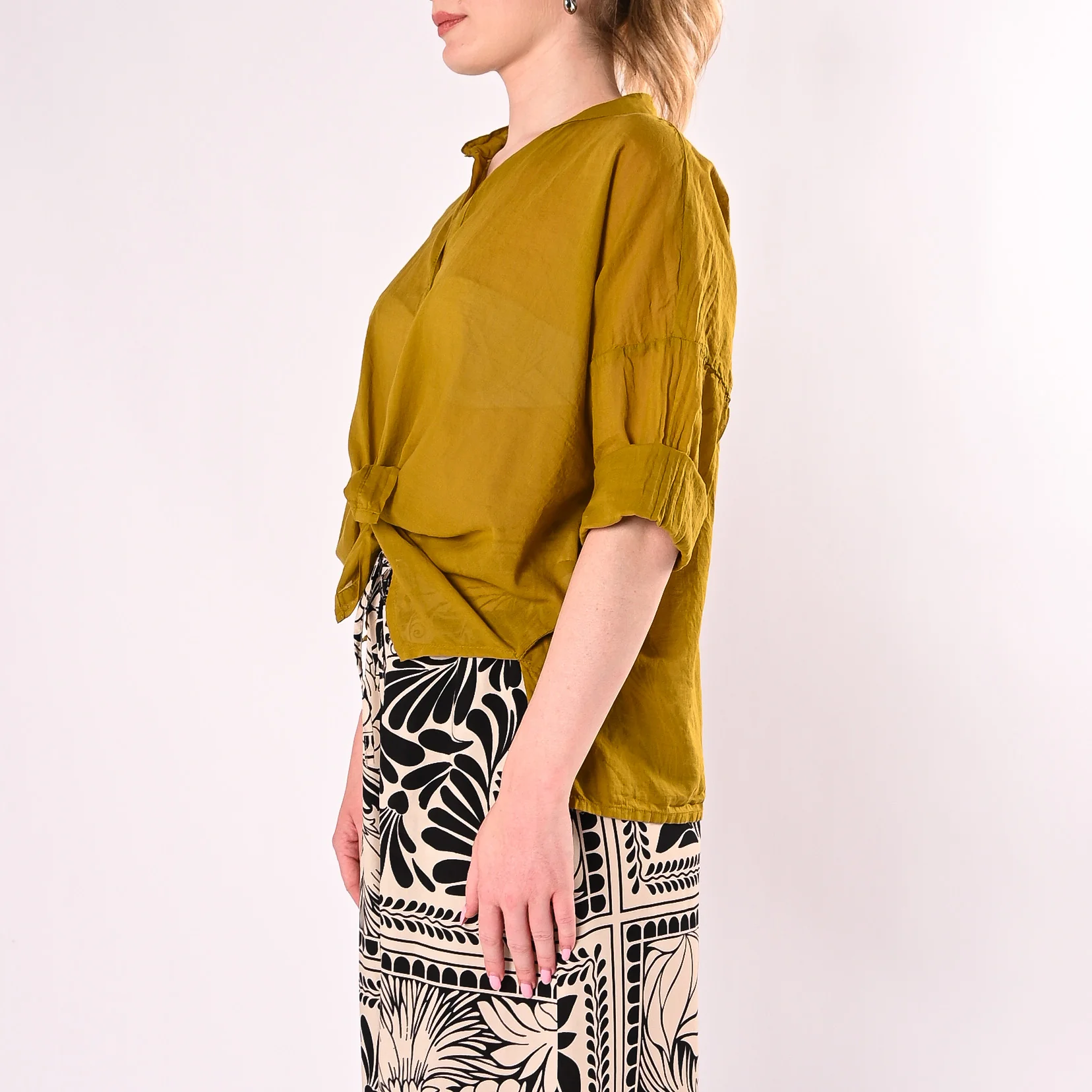 HAVEONE - CAMICIA VOILE IN MUSSOLA ART. CFL-Q387/O - OLIO - Image 3