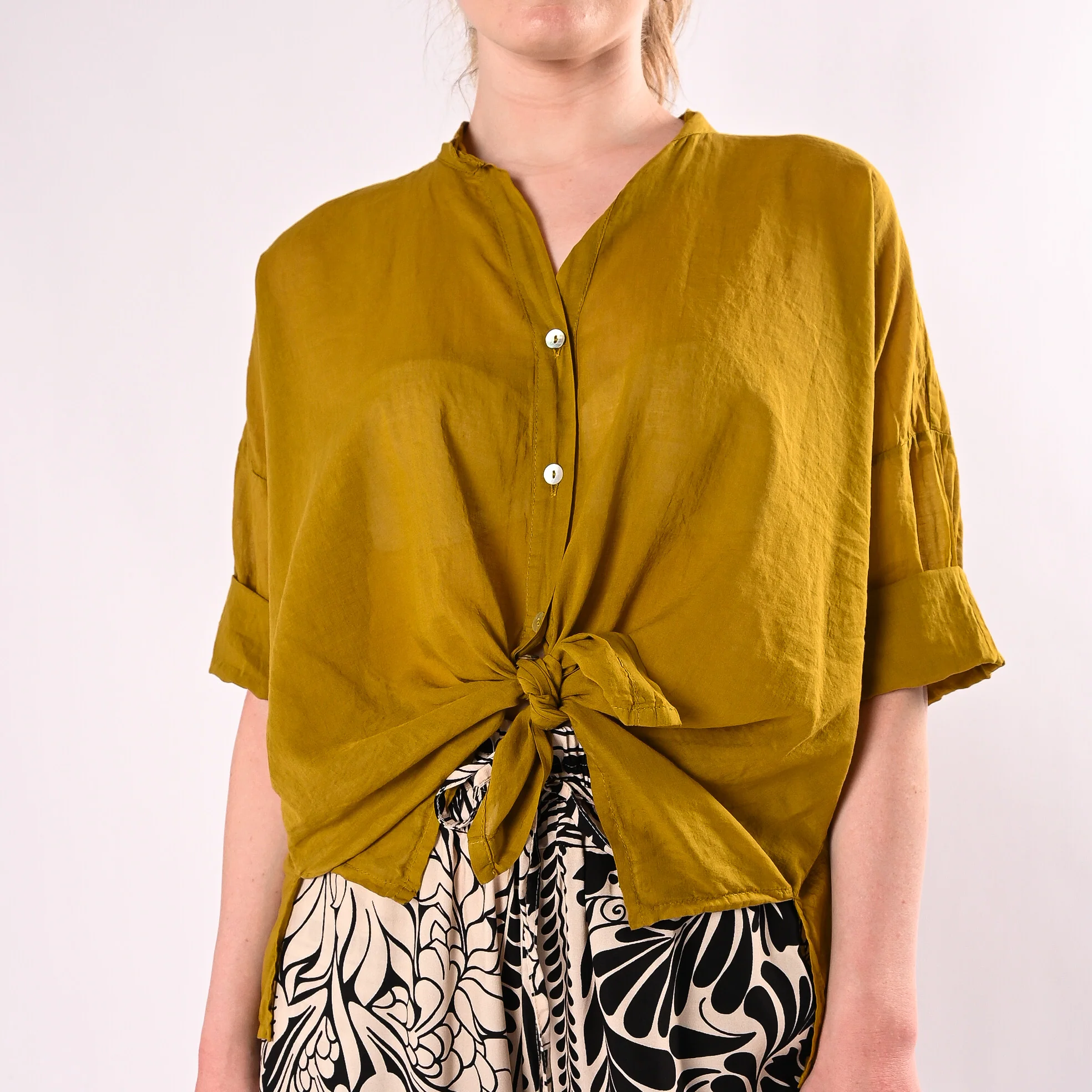 HAVEONE - CAMICIA VOILE IN MUSSOLA ART. CFL-Q387/O - OLIO - Image 5