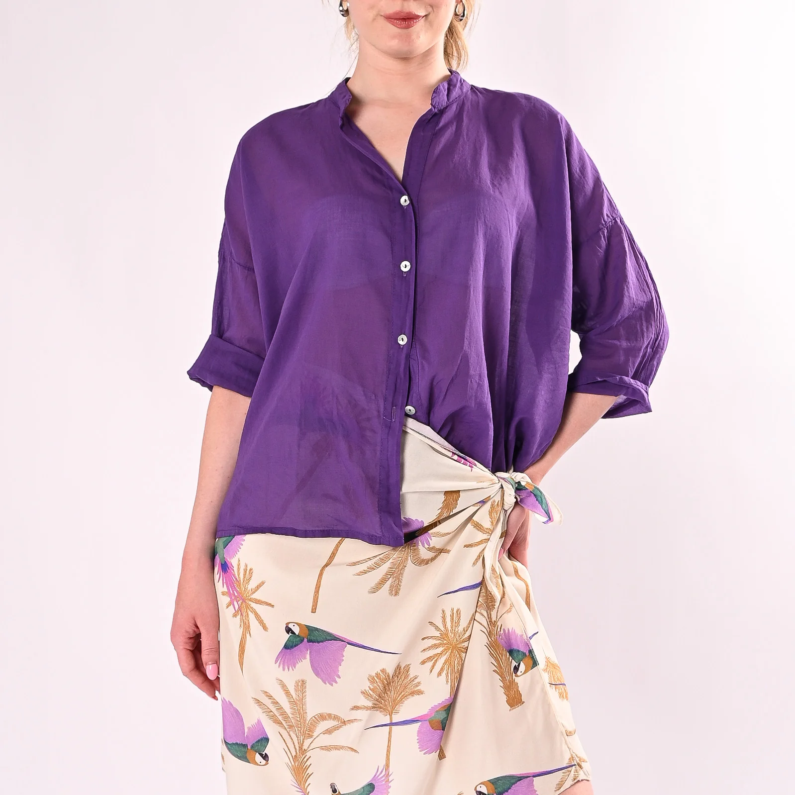 HAVEONE - CAMICIA VOILE IN MUSSOLA ART. CFL-Q387/V - VIOLA