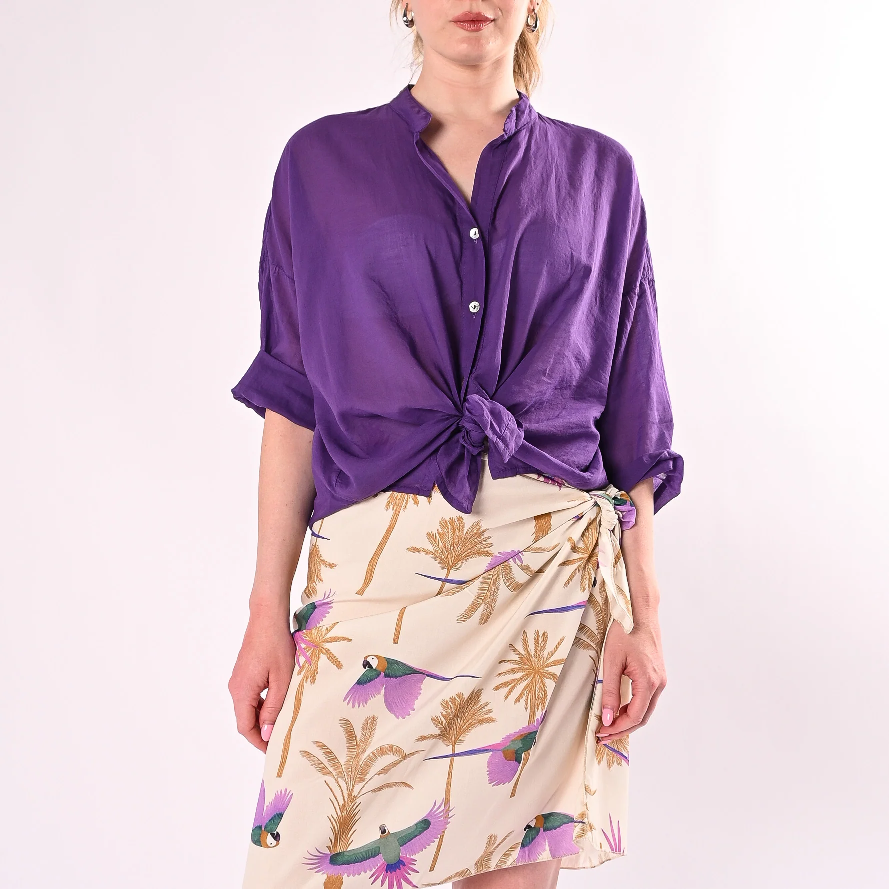 HAVEONE - CAMICIA VOILE IN MUSSOLA ART. CFL-Q387/V - VIOLA - Image 2