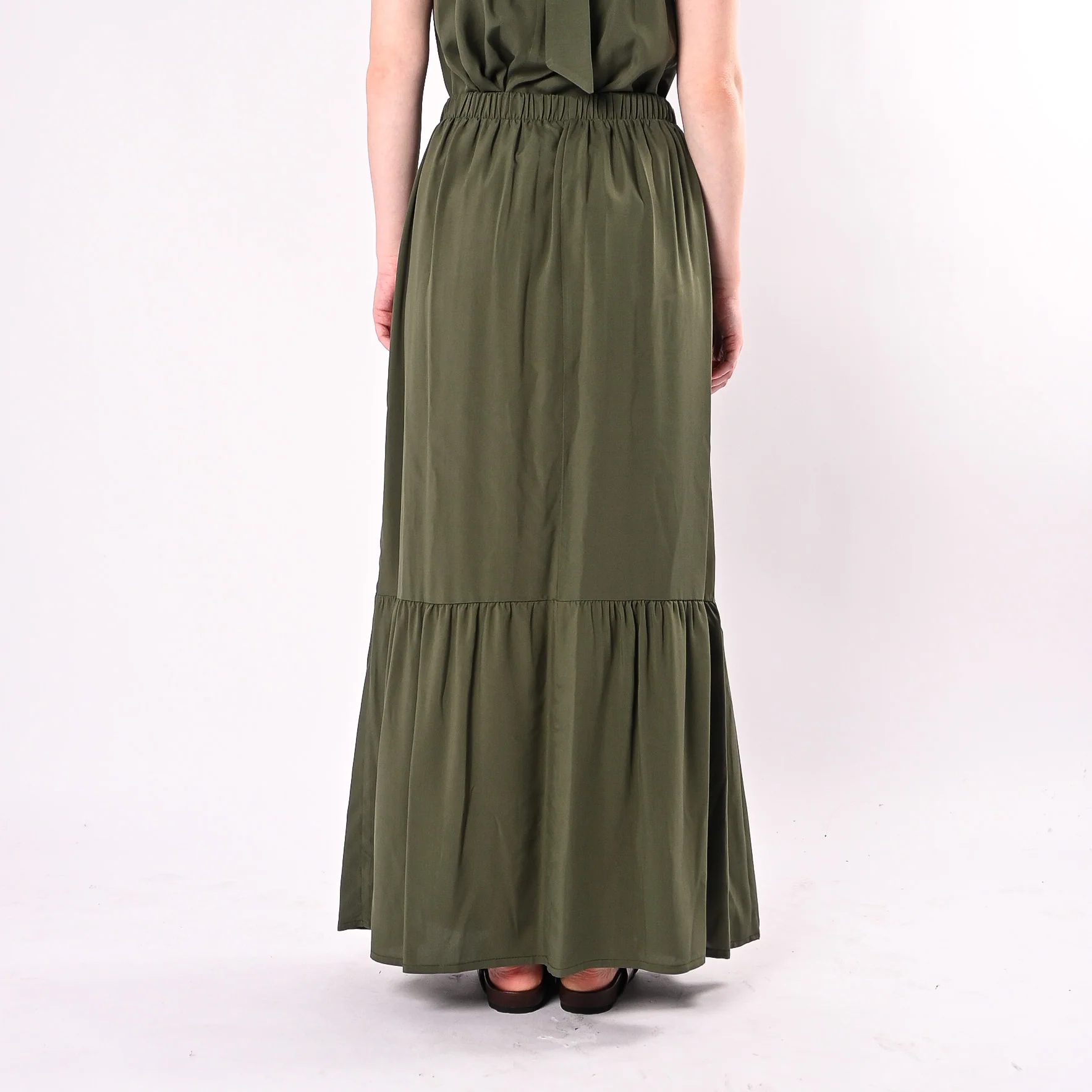 HAVEONE - GONNA LUNGA IN VISCOSA CON BALZA ART. GIA-Q197/M - MILITARE - Image 4