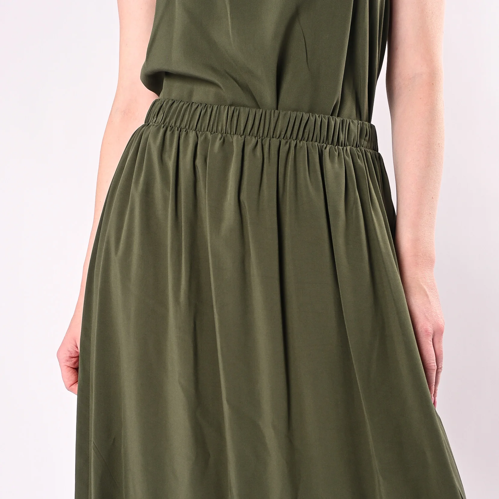 HAVEONE - GONNA LUNGA IN VISCOSA CON BALZA ART. GIA-Q197/M - MILITARE - Image 5