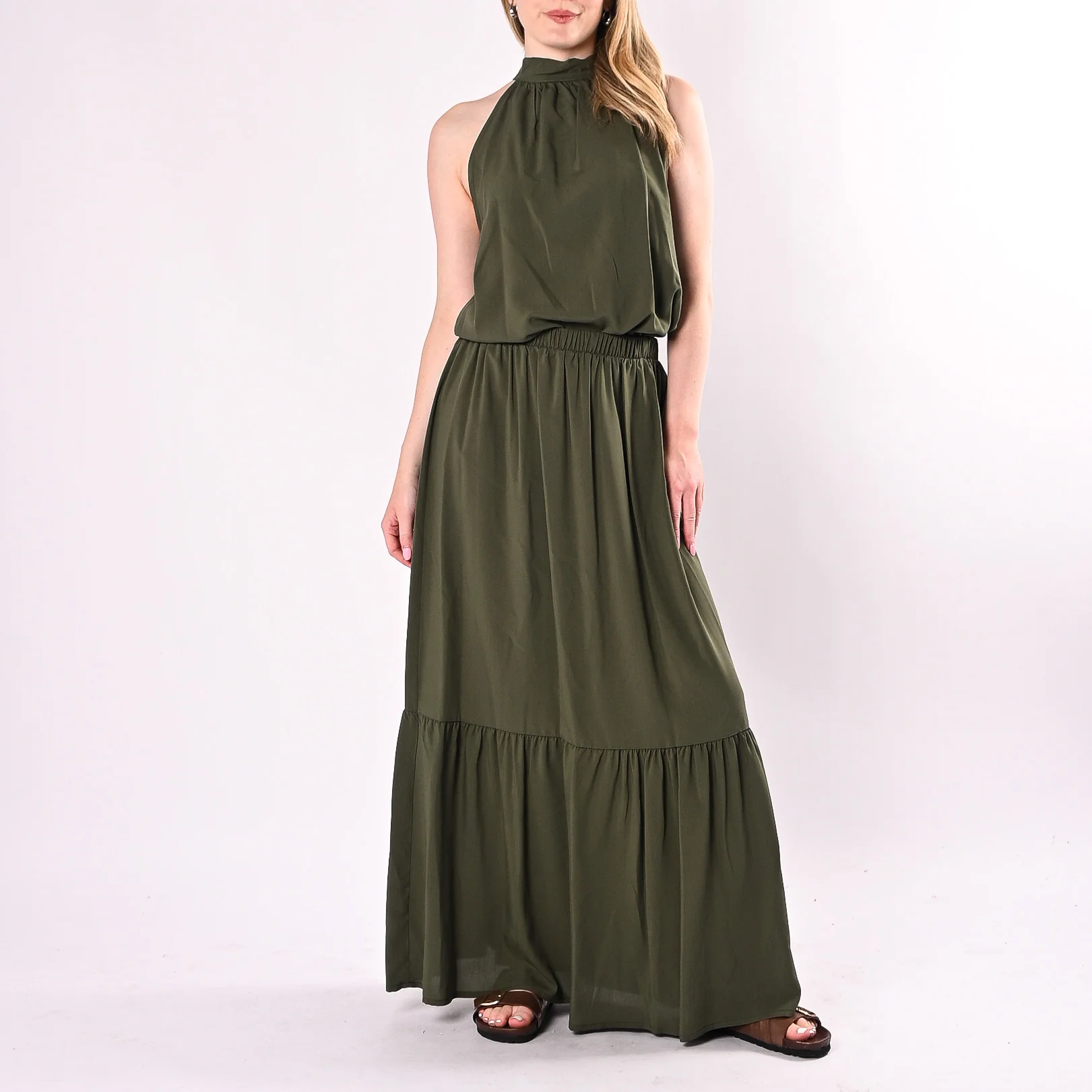 HAVEONE - GONNA LUNGA IN VISCOSA CON BALZA ART. GIA-Q197/M - MILITARE - Image 6