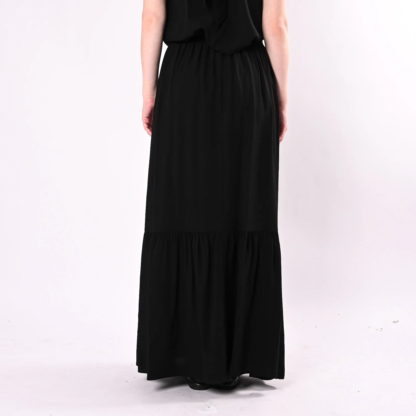 HAVEONE - GONNA LUNGA IN VISCOSA CON BALZA ART. GIA-Q197/N -  NERO - Image 4