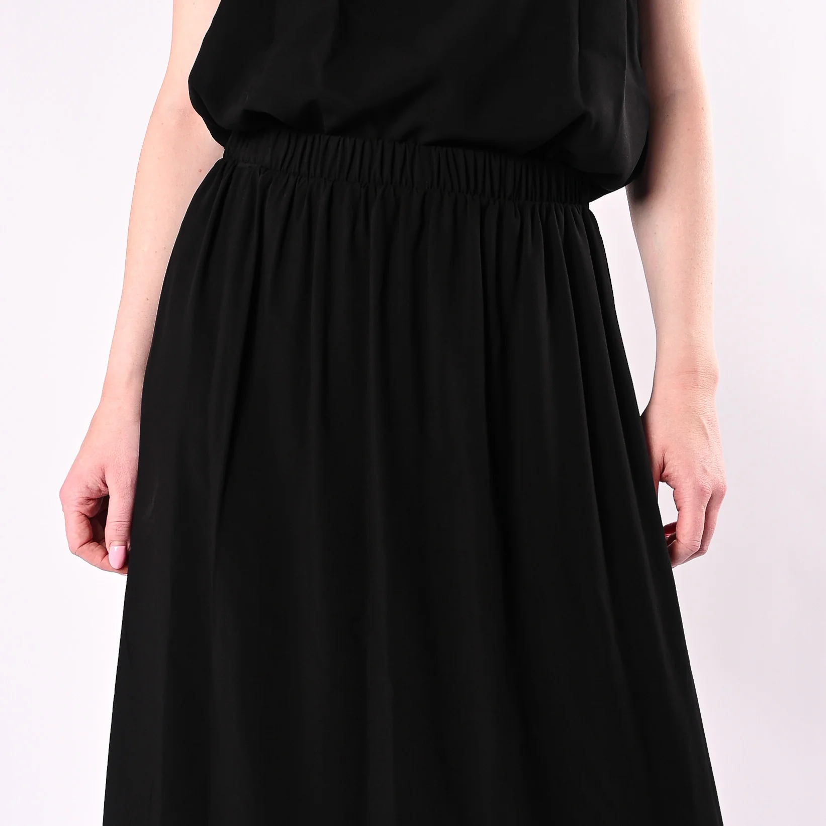 HAVEONE - GONNA LUNGA IN VISCOSA CON BALZA ART. GIA-Q197/N -  NERO - Image 5