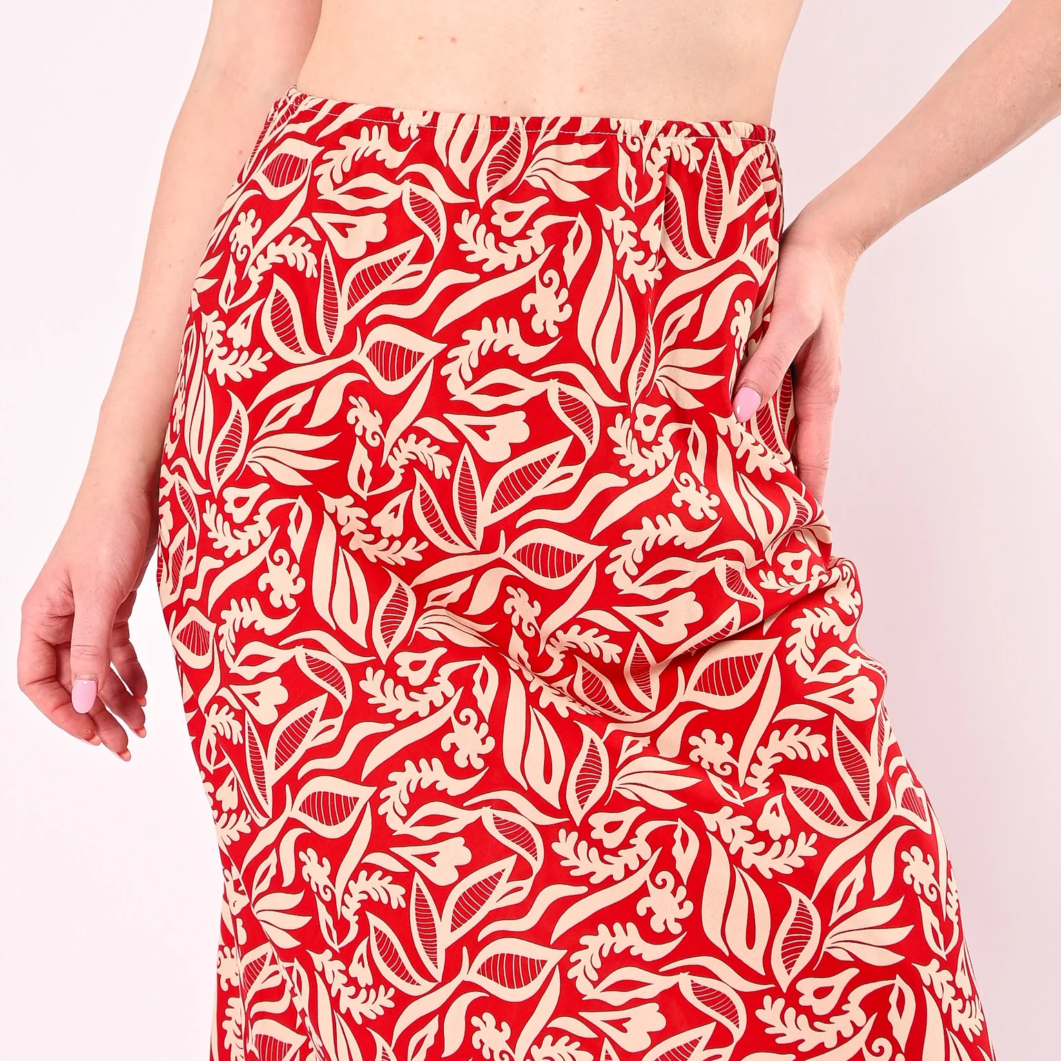 HAVEONE - GONNA LUNGA IN VISCOSA FANTASIA FLOREALE ART.GIA-Q217/BR - BURRO/ROSSO - Image 5